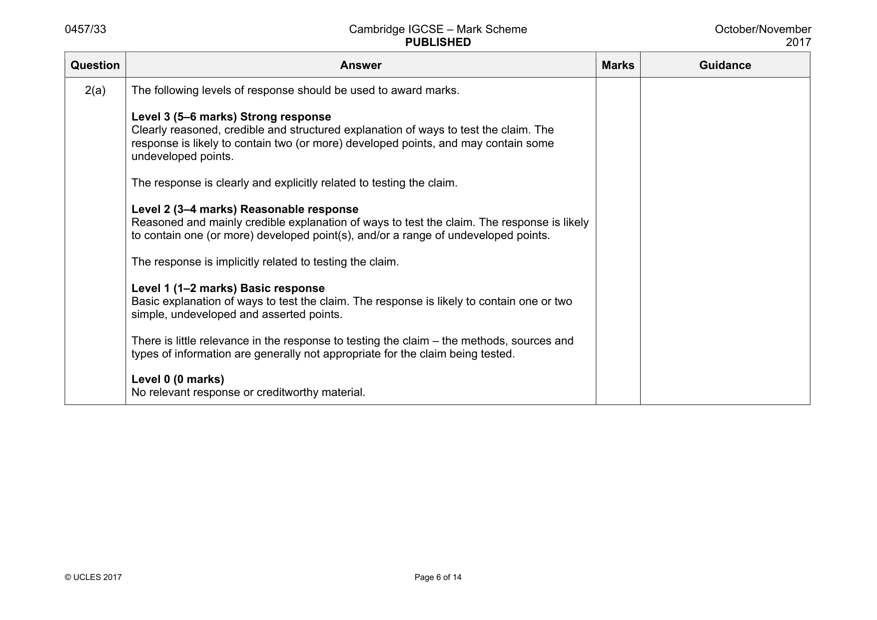 Mark scheme, page 6 of 14