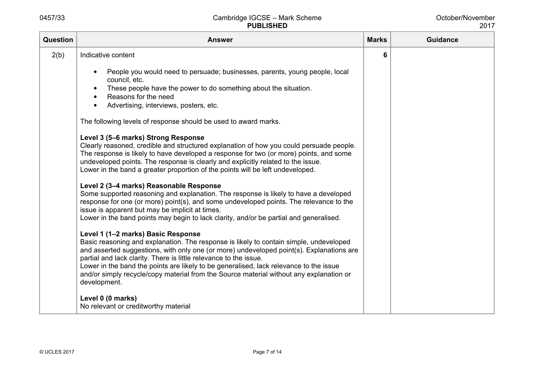Mark scheme, page 7 of 14