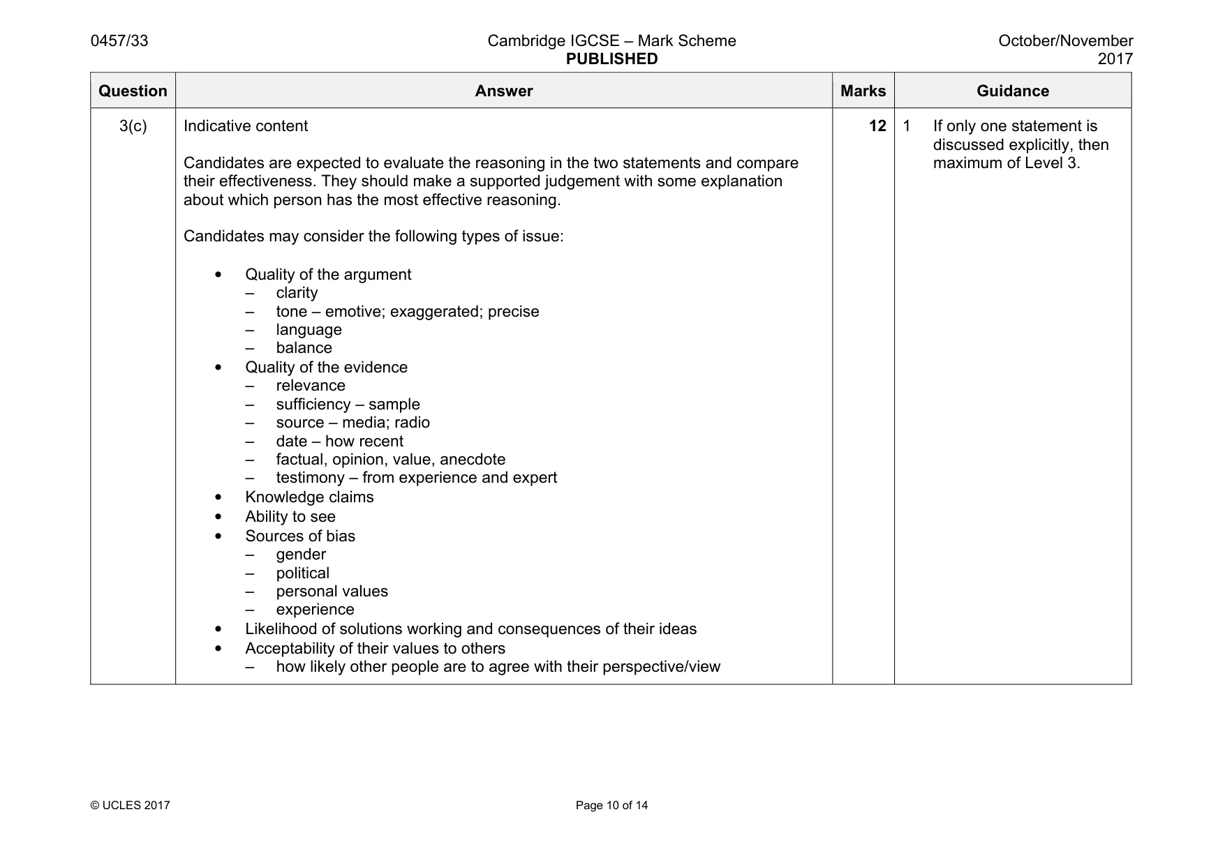 Mark scheme, page 10 of 14