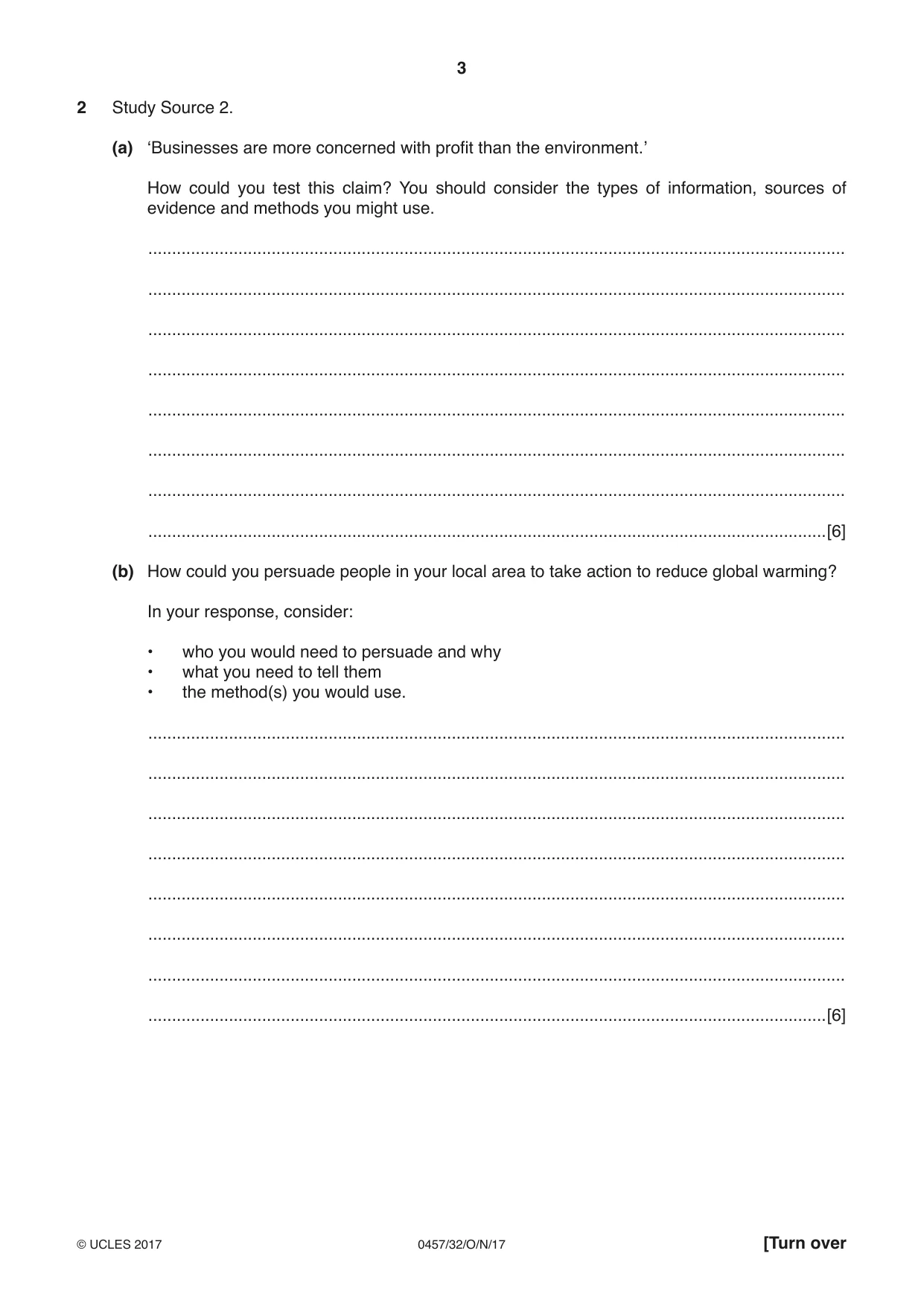 Cambridge IGCSE Global Perspectives 0457 2017 Oct/Nov Paper 3 · Variant 2 question paper, page 3 of 8
