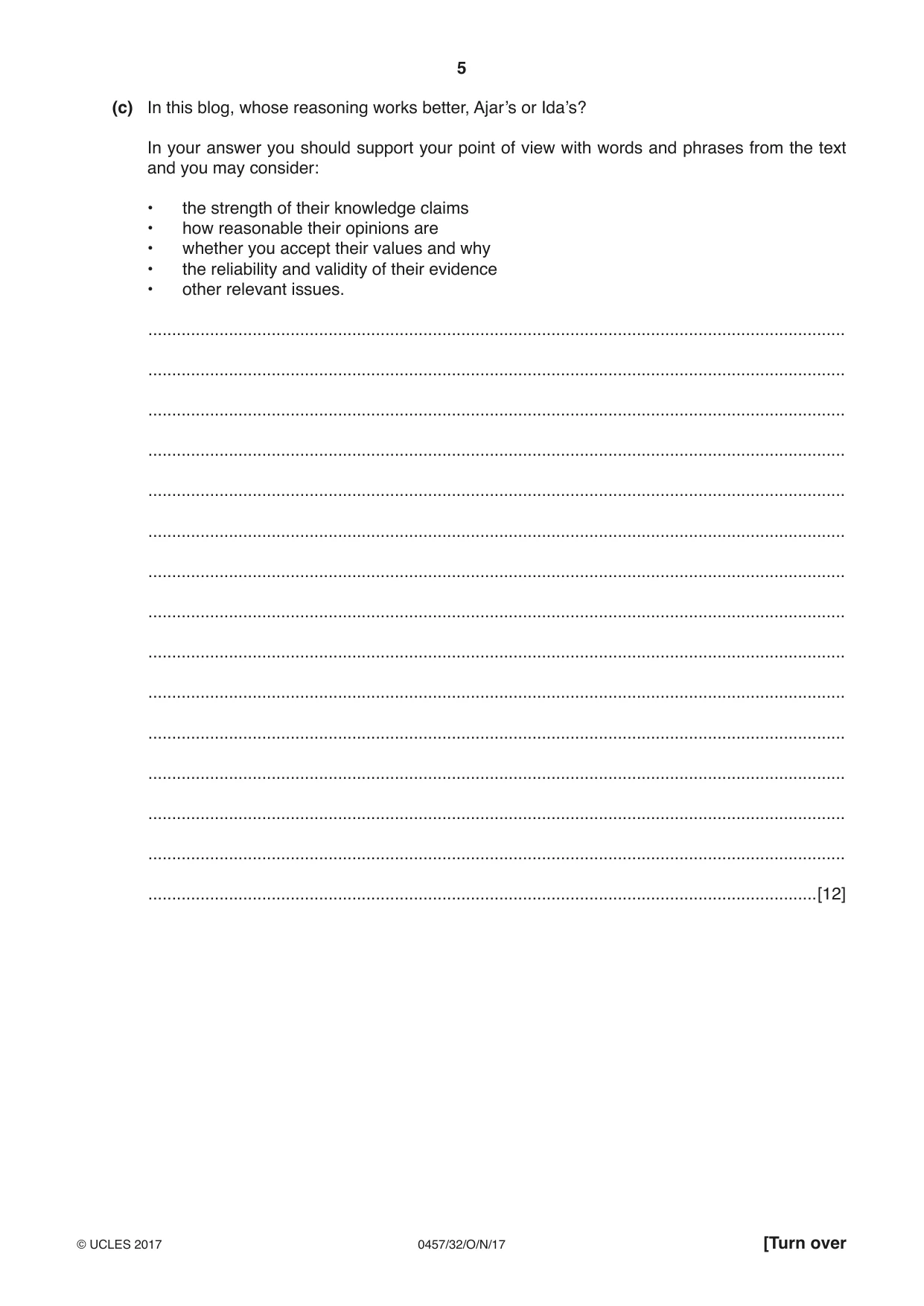 Cambridge IGCSE Global Perspectives 0457 2017 Oct/Nov Paper 3 · Variant 2 question paper, page 5 of 8