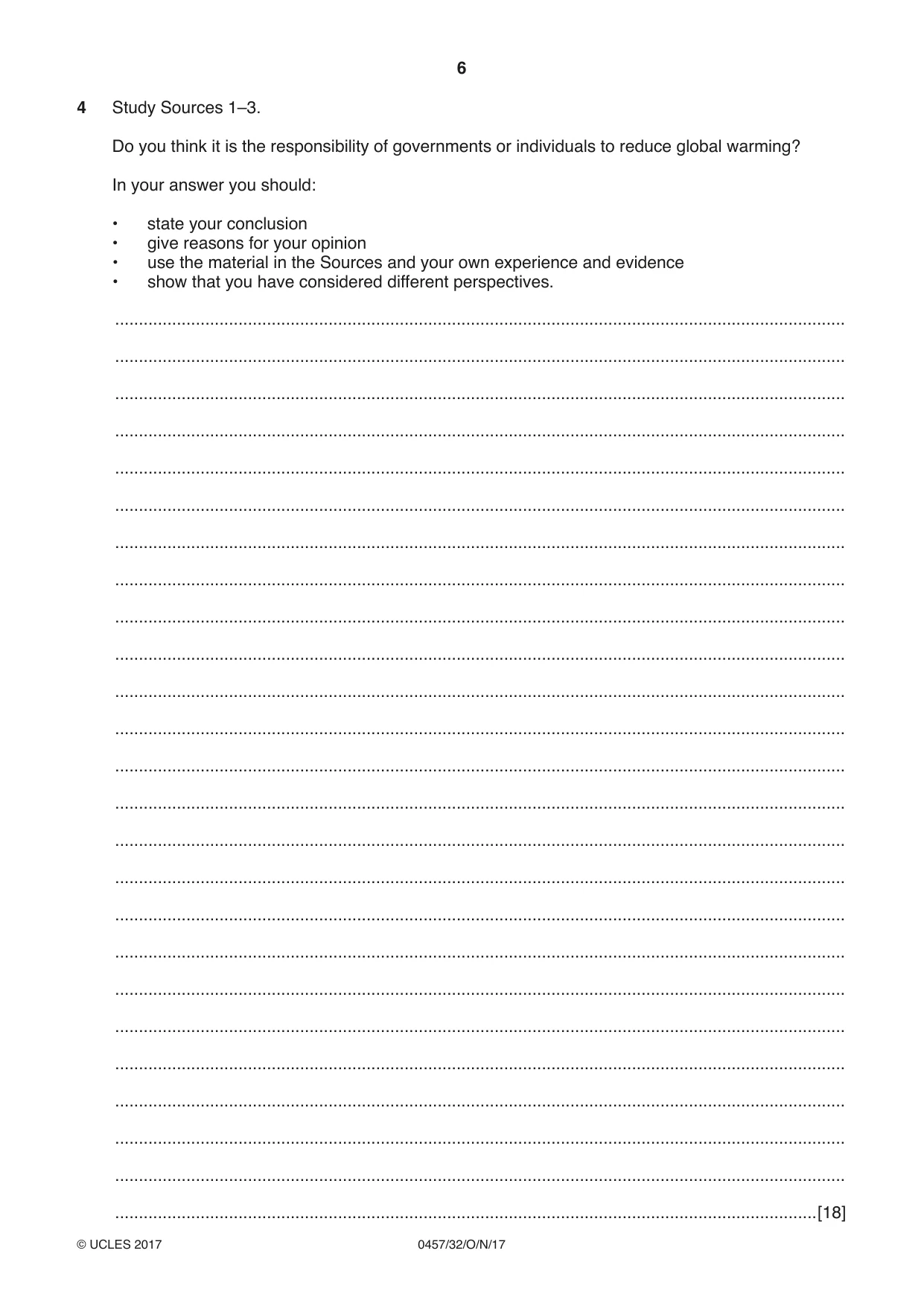 Cambridge IGCSE Global Perspectives 0457 2017 Oct/Nov Paper 3 · Variant 2 question paper, page 6 of 8