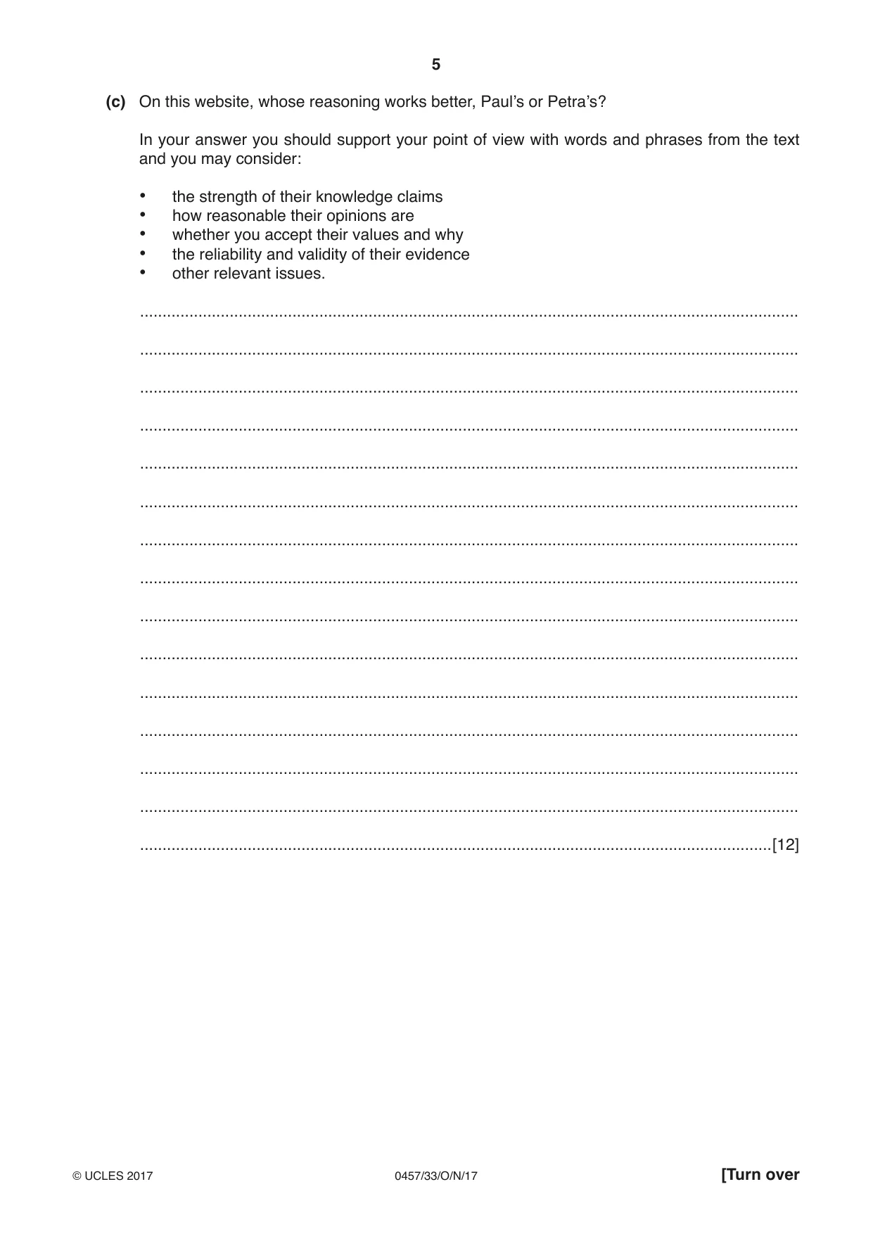 Cambridge IGCSE Global Perspectives 0457 2017 Oct/Nov Paper 3 · Variant 3 question paper, page 5 of 8