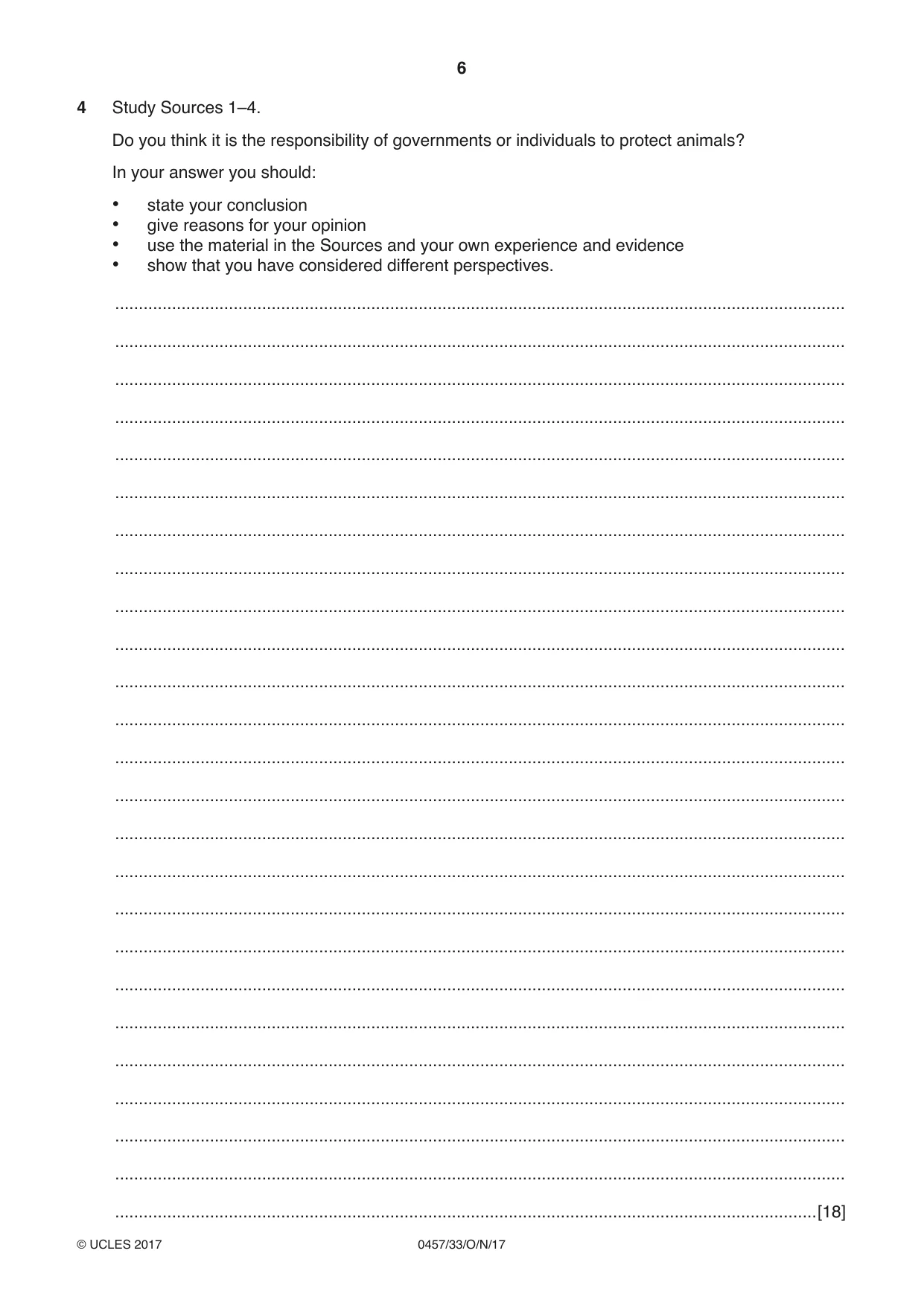 Cambridge IGCSE Global Perspectives 0457 2017 Oct/Nov Paper 3 · Variant 3 question paper, page 6 of 8
