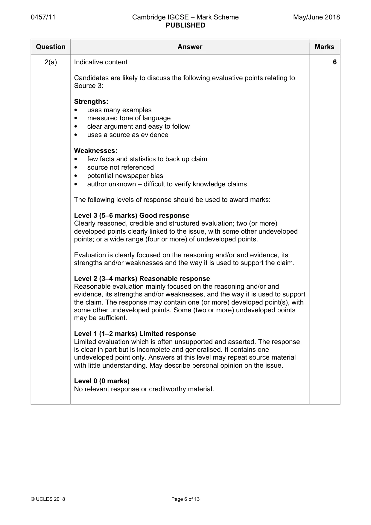 Mark scheme, page 6 of 13