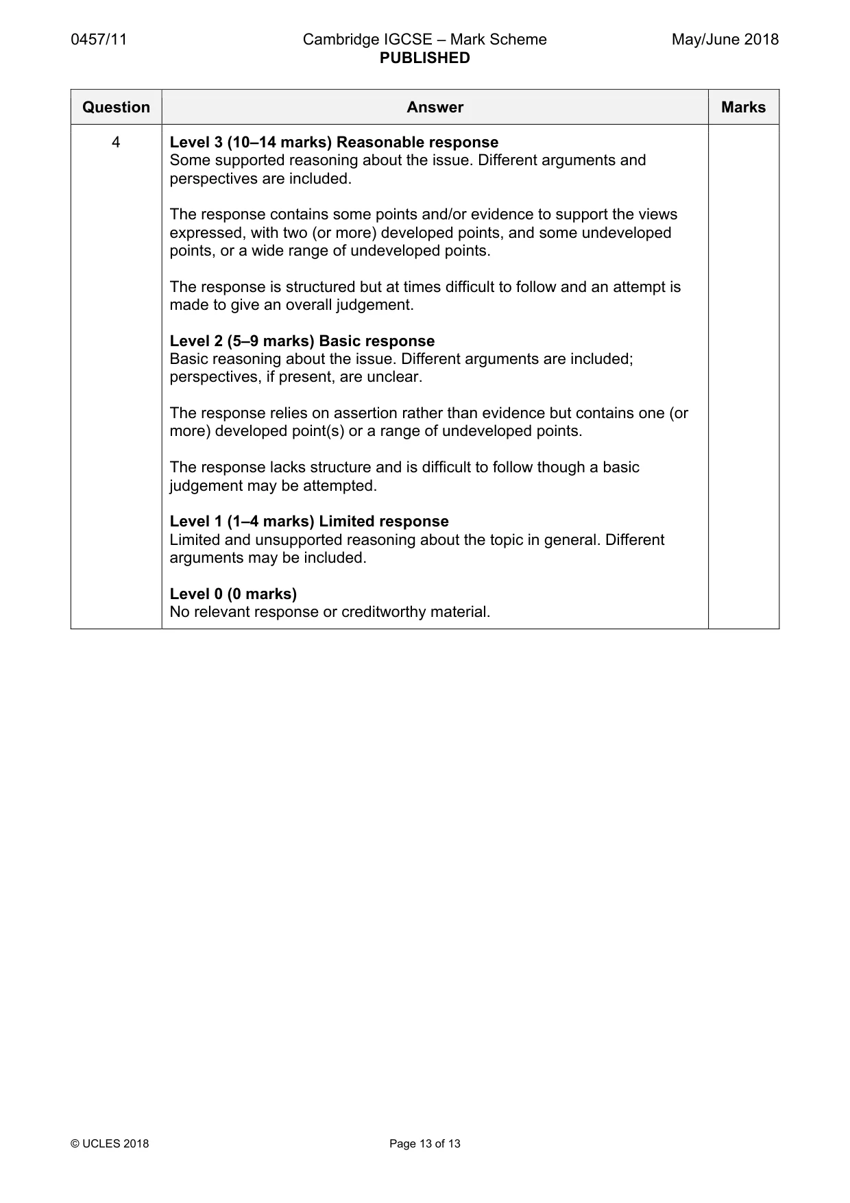 Mark scheme, page 13 of 13