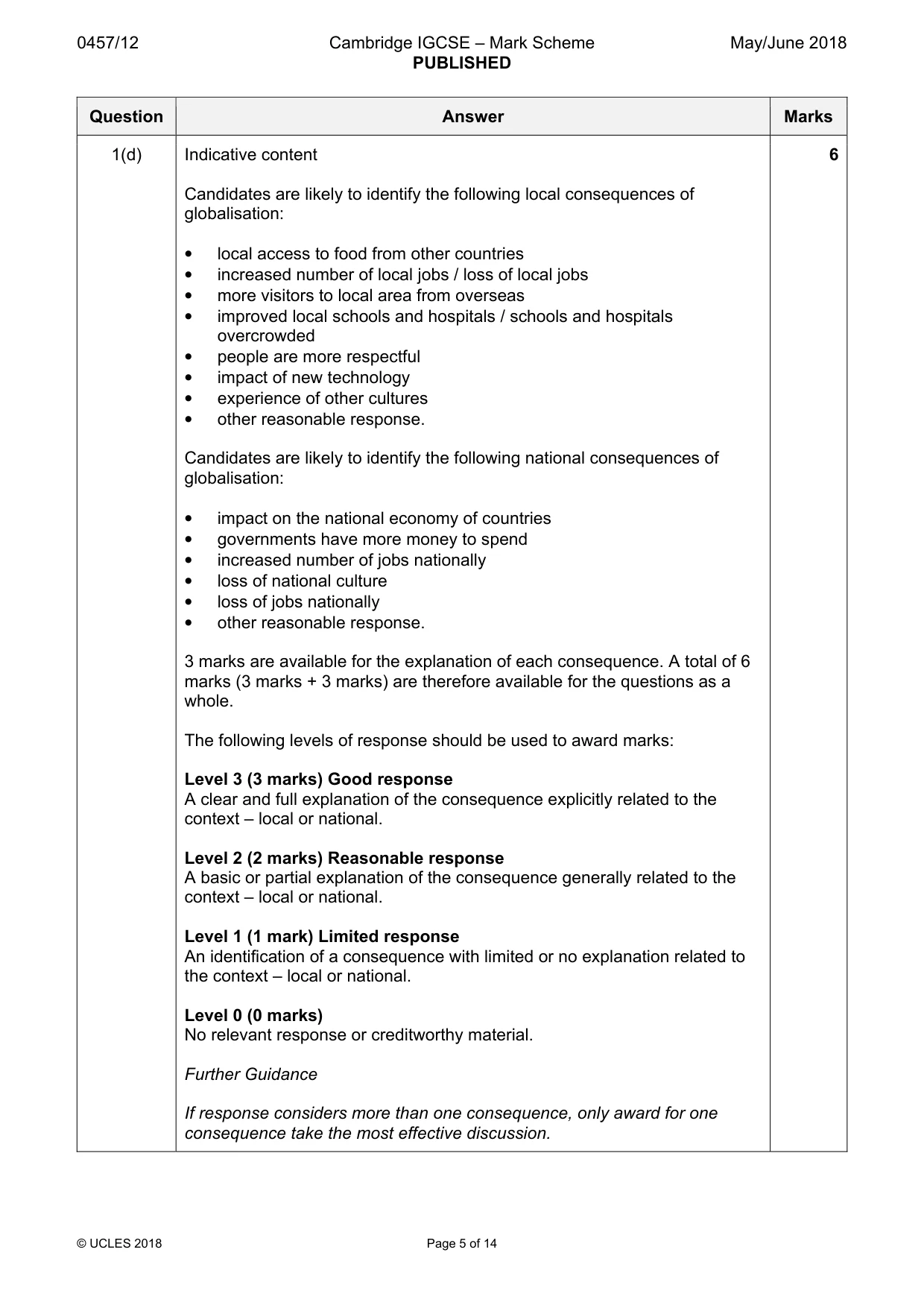 Mark scheme, page 5 of 14