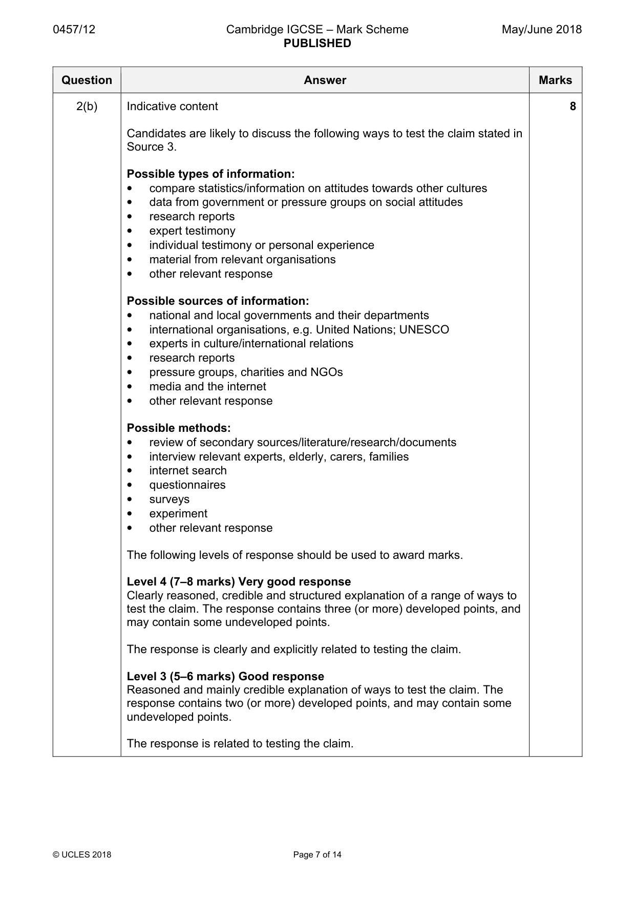 Mark scheme, page 7 of 14