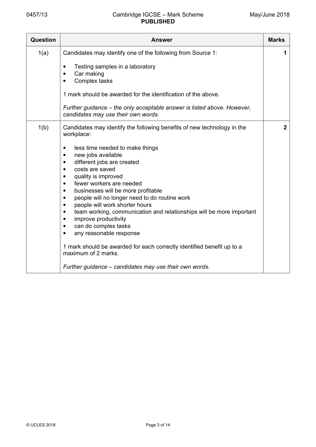 Mark scheme, page 3 of 14