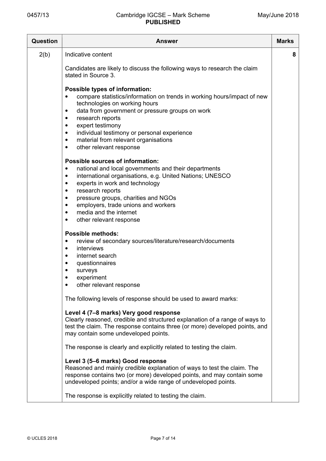 Mark scheme, page 7 of 14