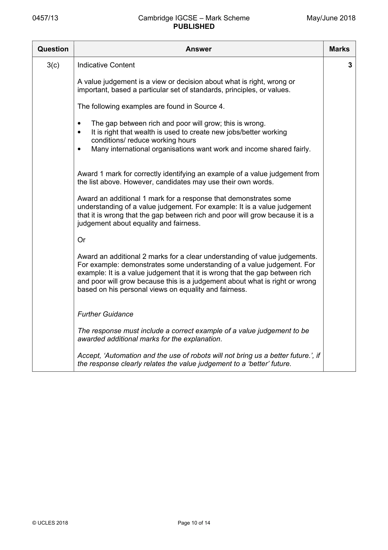Mark scheme, page 10 of 14