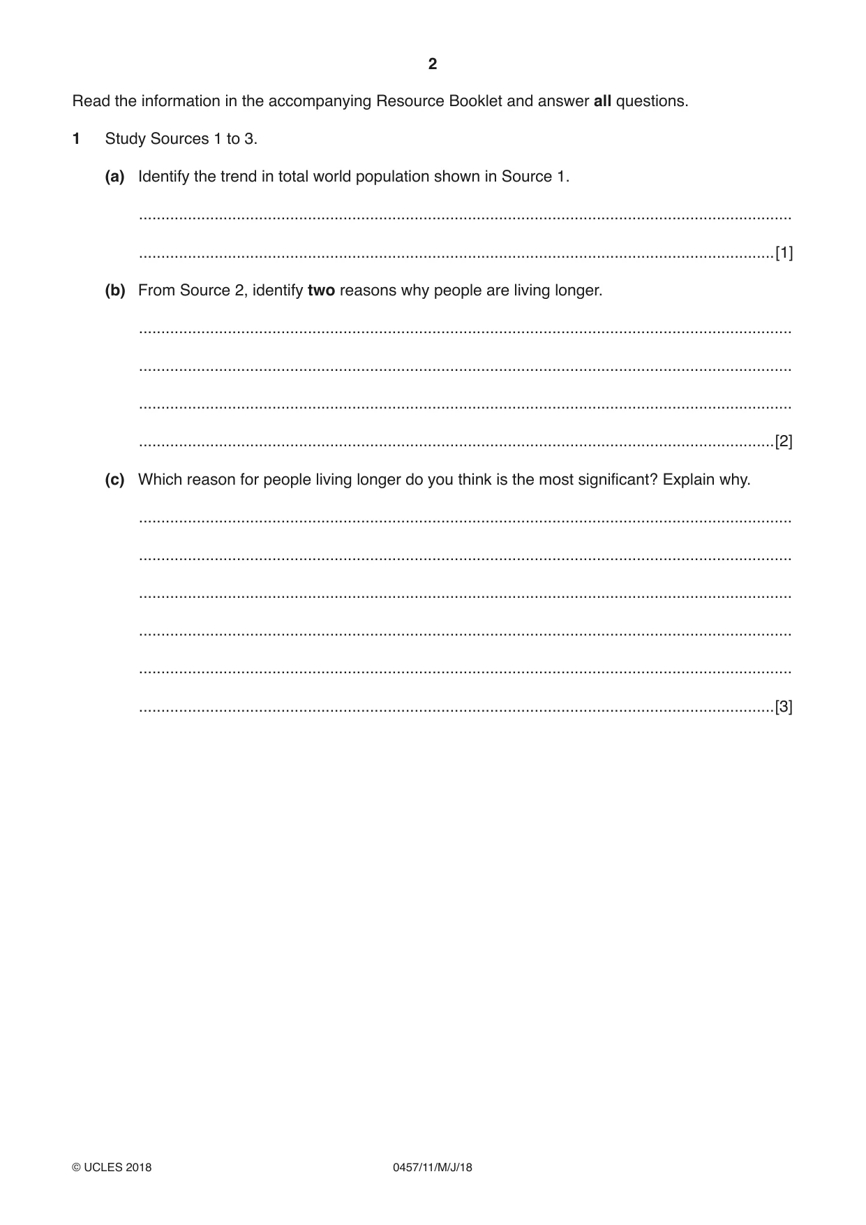 Cambridge IGCSE Global Perspectives 0457 2018 May/June Paper 1 · Variant 1 question paper, page 2 of 12