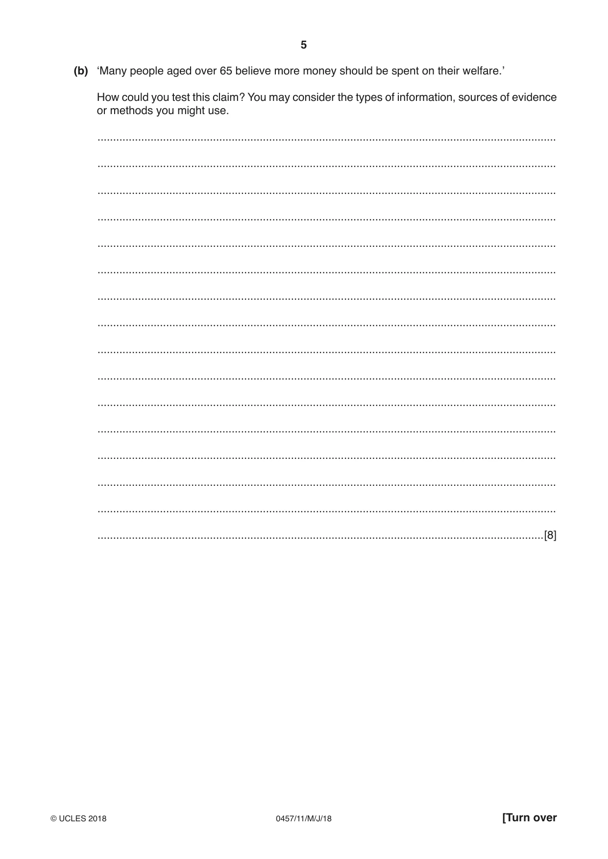 Cambridge IGCSE Global Perspectives 0457 2018 May/June Paper 1 · Variant 1 question paper, page 5 of 12