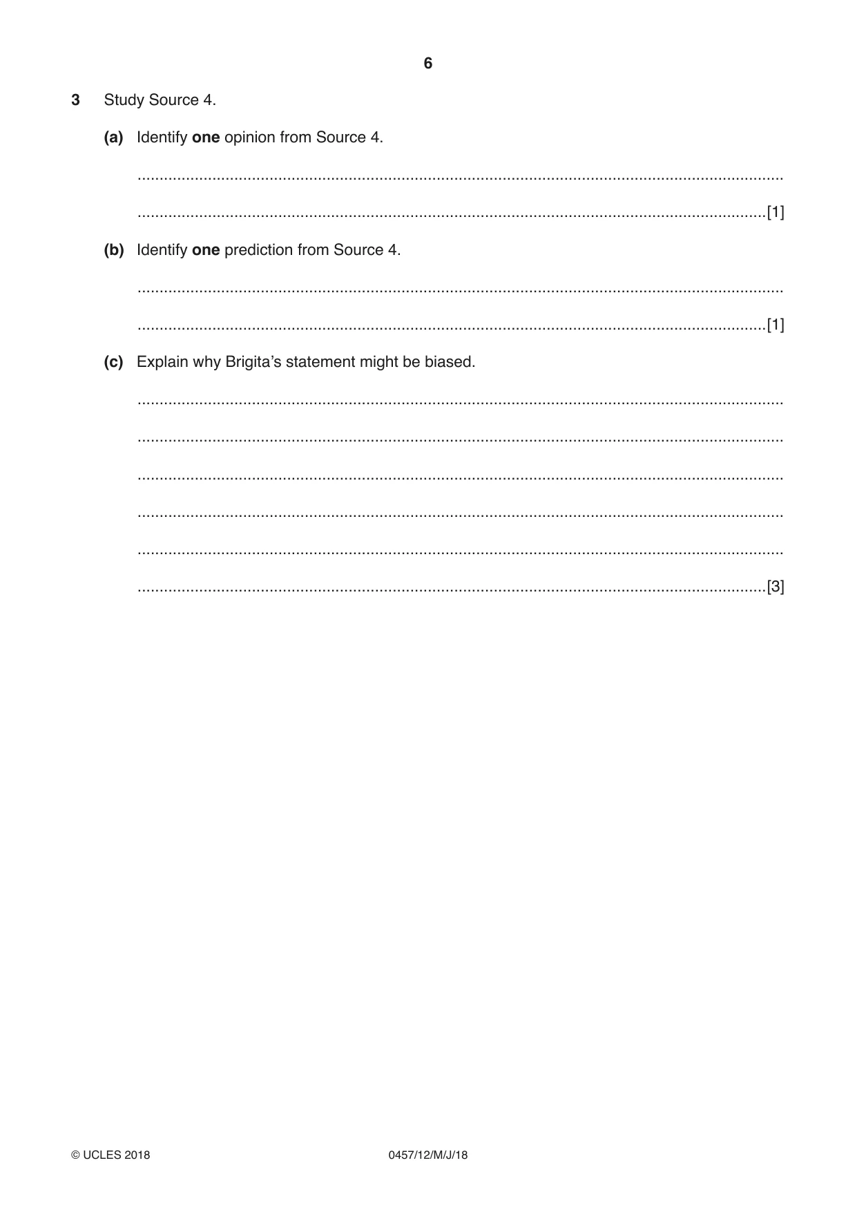 Cambridge IGCSE Global Perspectives 0457 2018 May/June Paper 1 · Variant 2 question paper, page 6 of 12