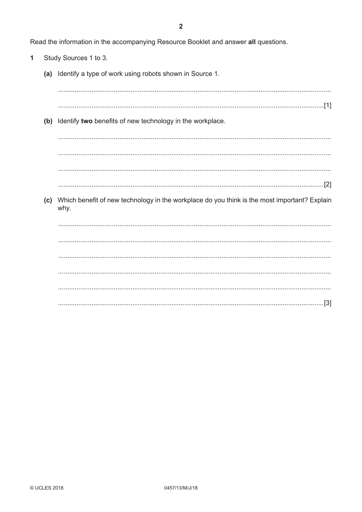 Cambridge IGCSE Global Perspectives 0457 2018 May/June Paper 1 · Variant 3 question paper, page 2 of 12