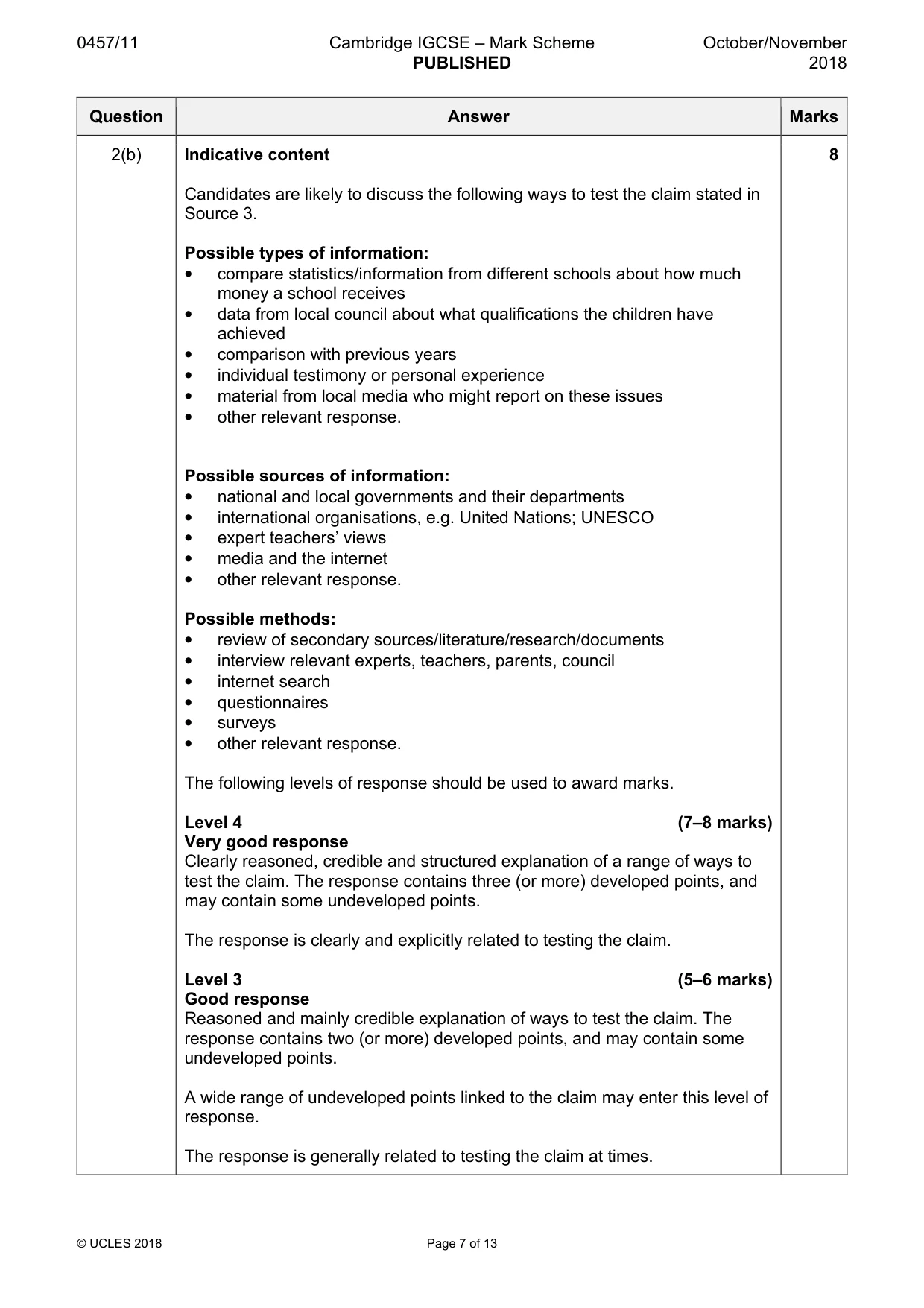 Mark scheme, page 7 of 13