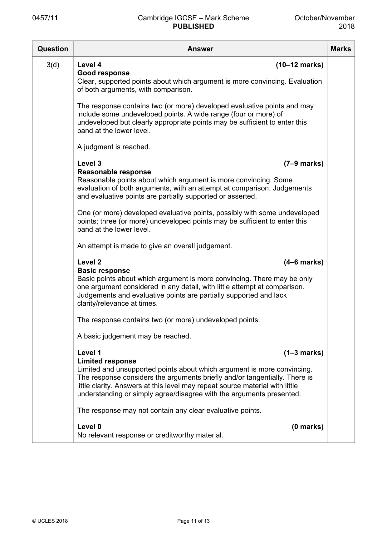 Mark scheme, page 11 of 13
