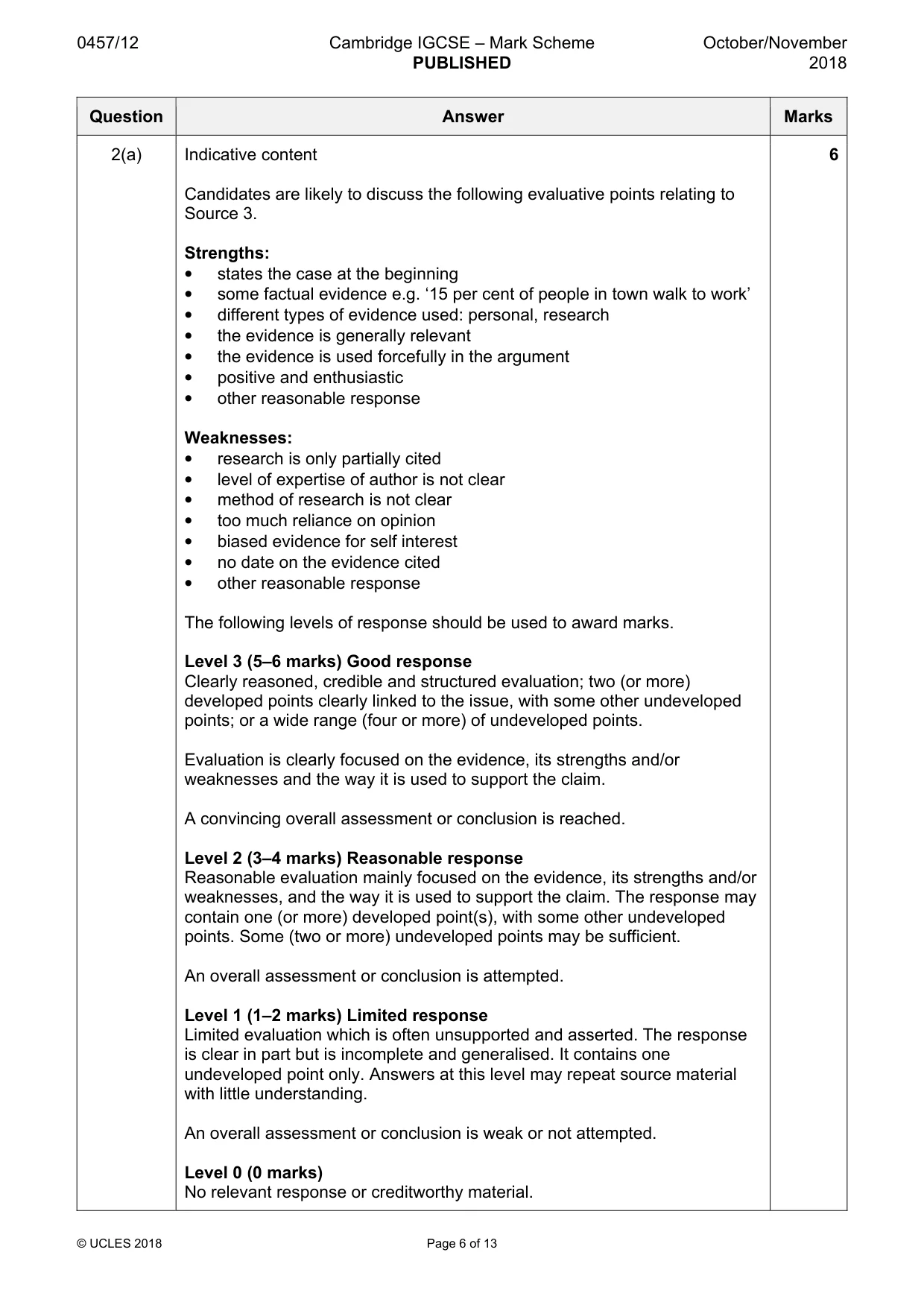Mark scheme, page 6 of 13