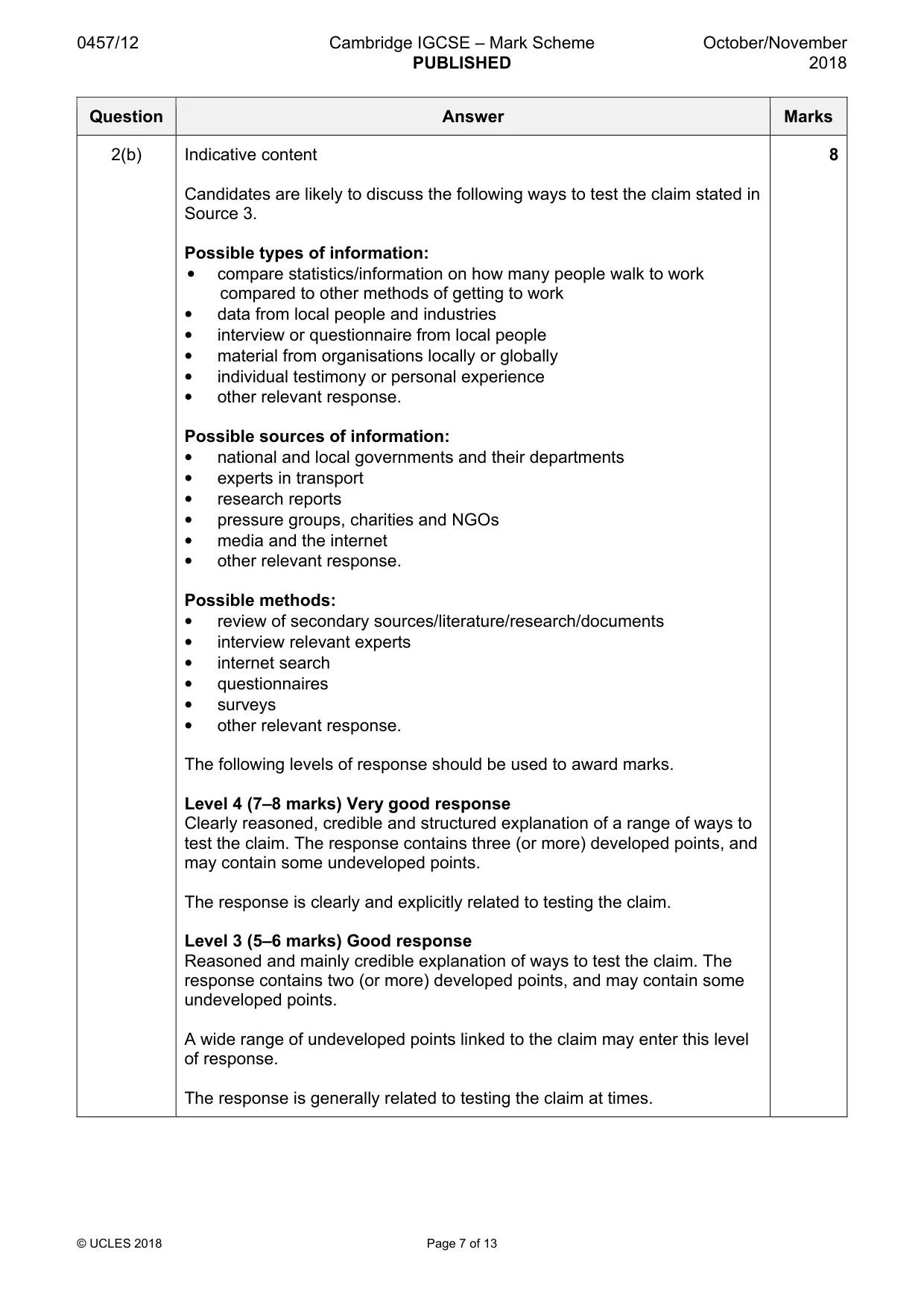 Mark scheme, page 7 of 13