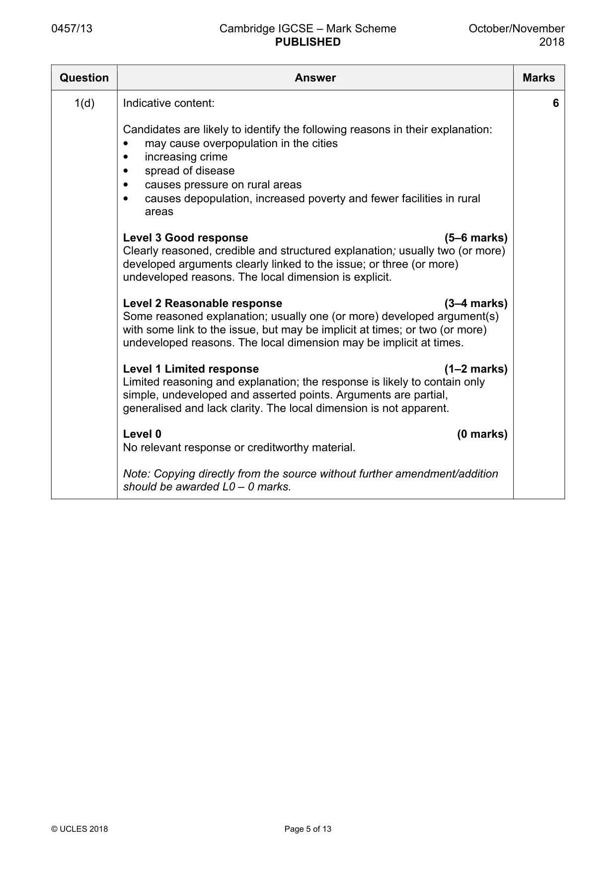 Mark scheme, page 5 of 13