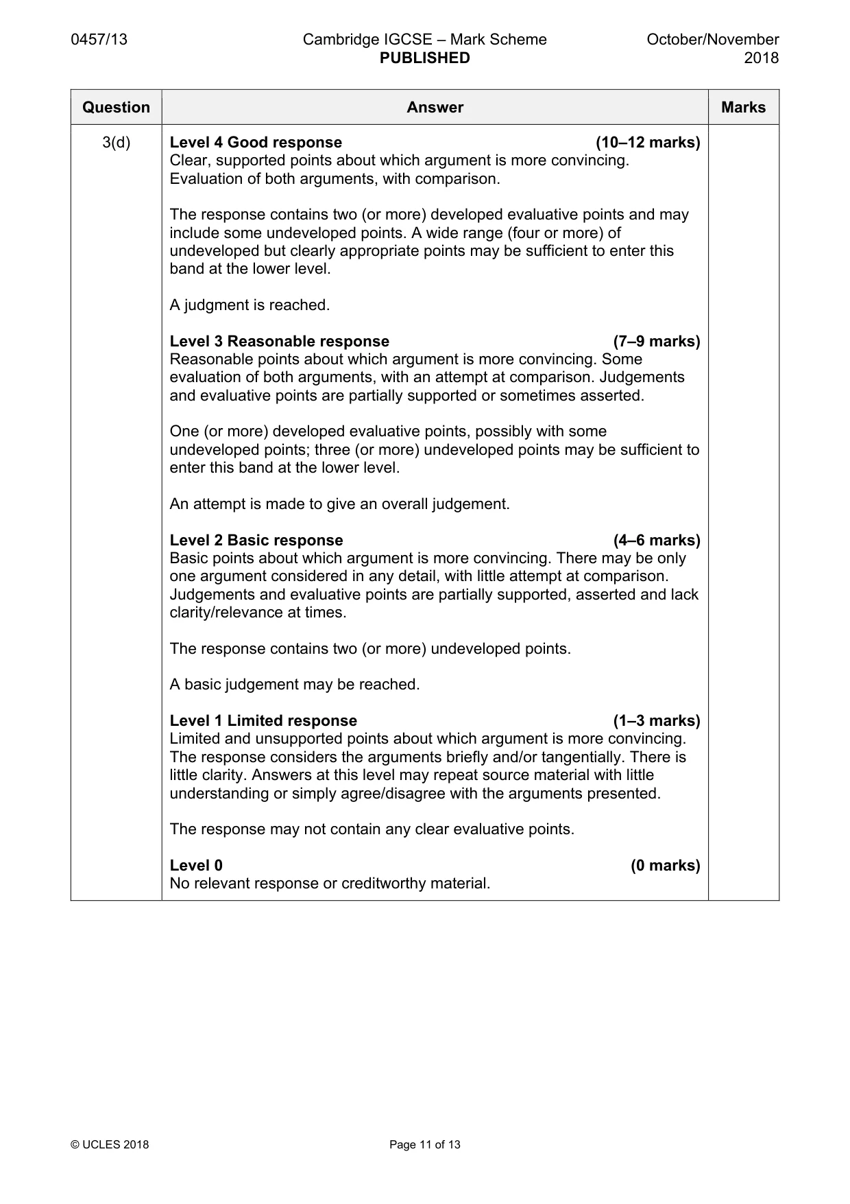 Mark scheme, page 11 of 13
