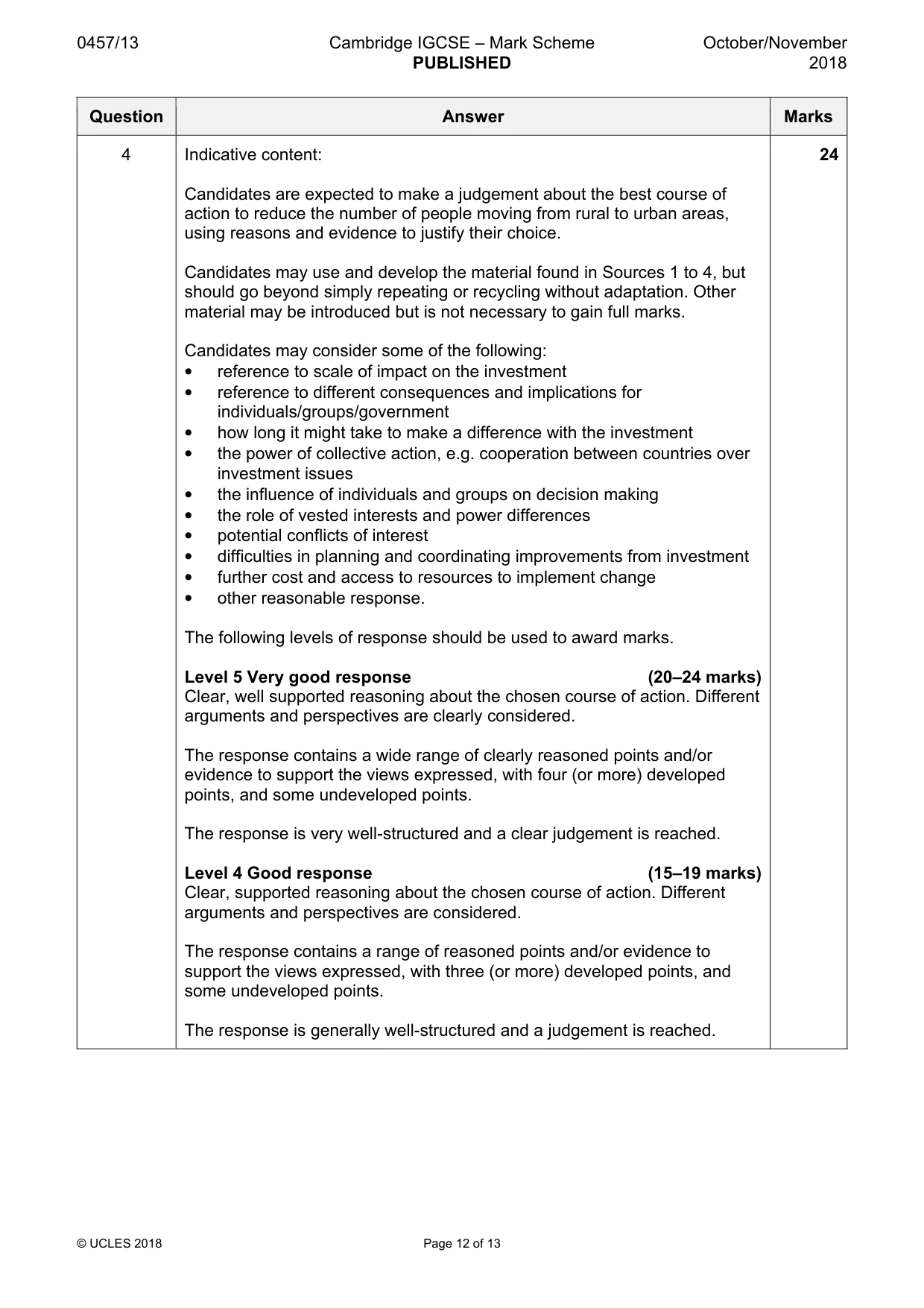 Mark scheme, page 12 of 13