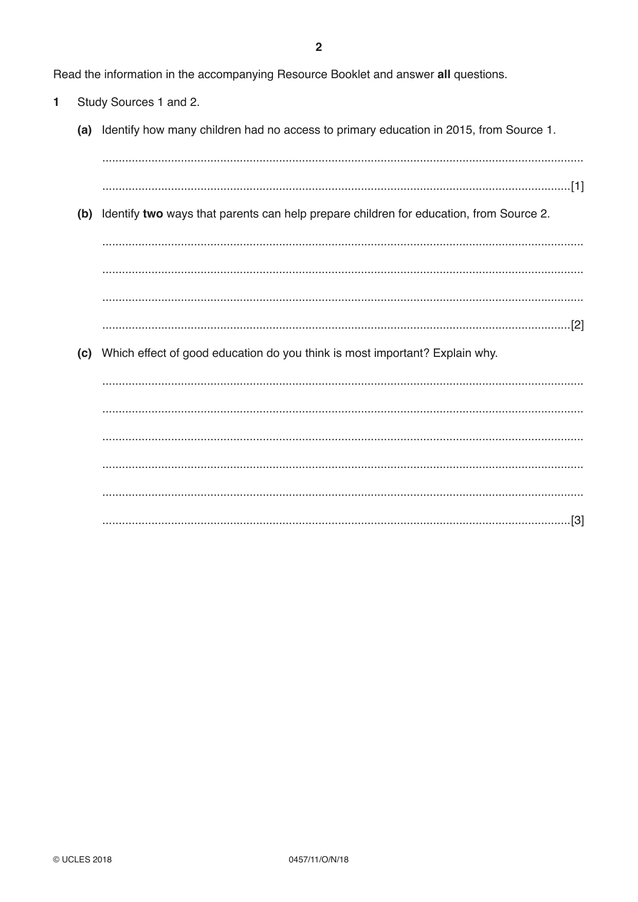 Cambridge IGCSE Global Perspectives 0457 2018 Oct/Nov Paper 1 · Variant 1 question paper, page 2 of 12