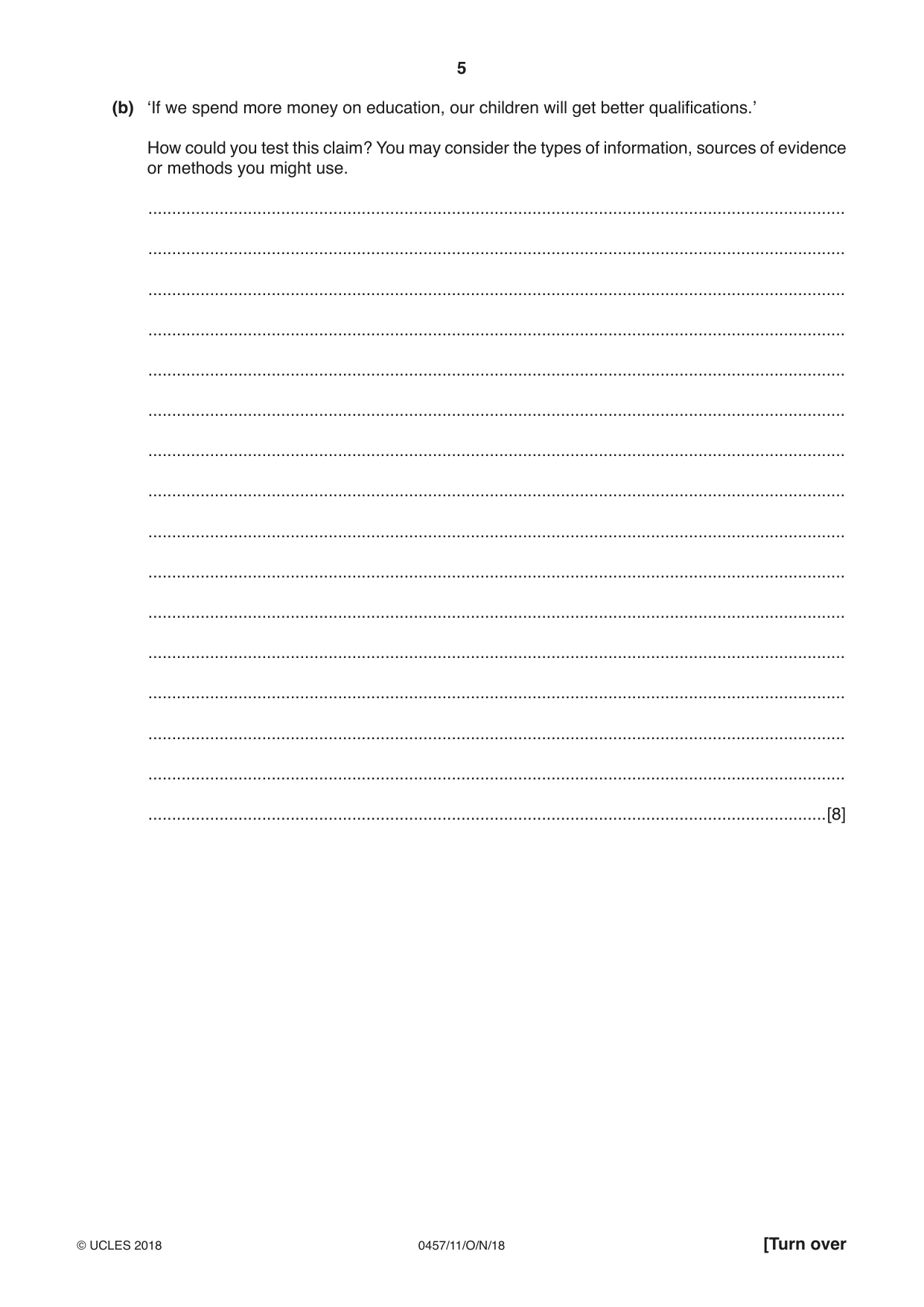 Cambridge IGCSE Global Perspectives 0457 2018 Oct/Nov Paper 1 · Variant 1 question paper, page 5 of 12