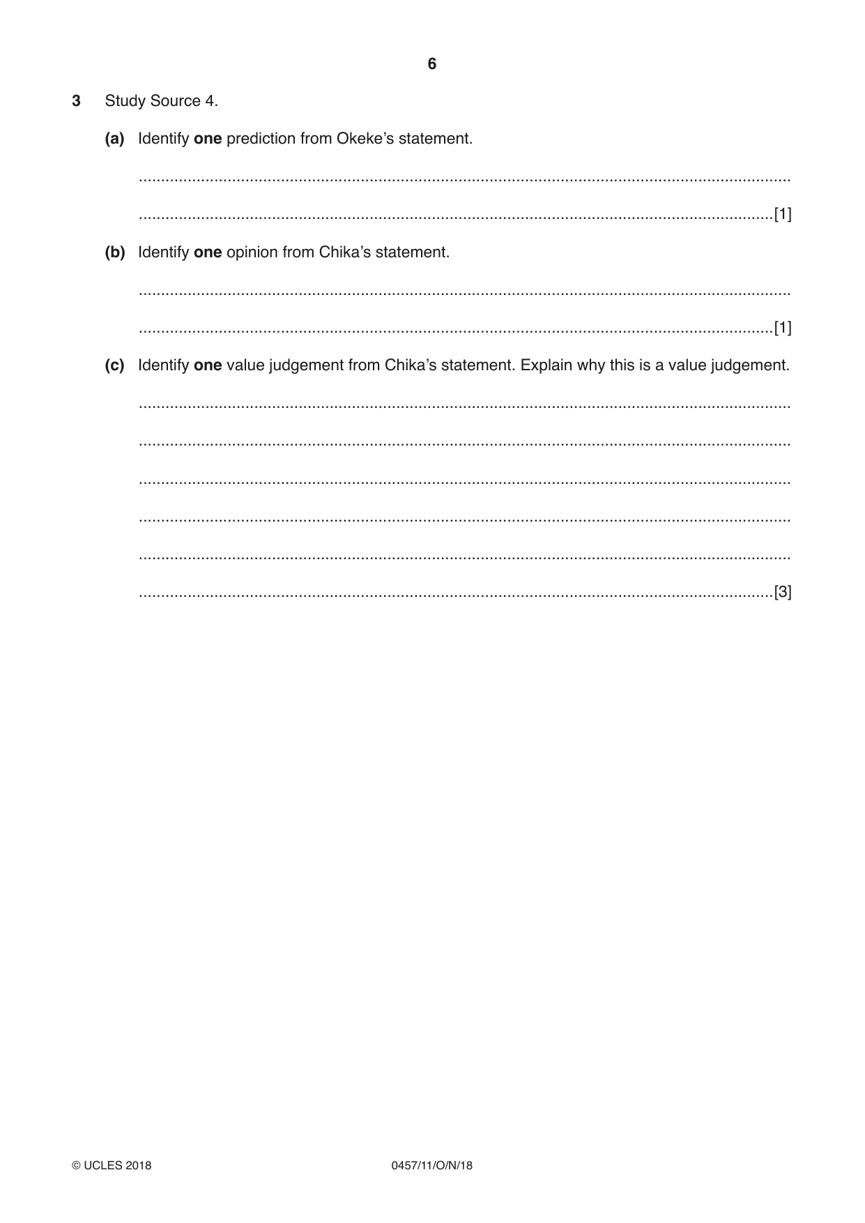 Cambridge IGCSE Global Perspectives 0457 2018 Oct/Nov Paper 1 · Variant 1 question paper, page 6 of 12