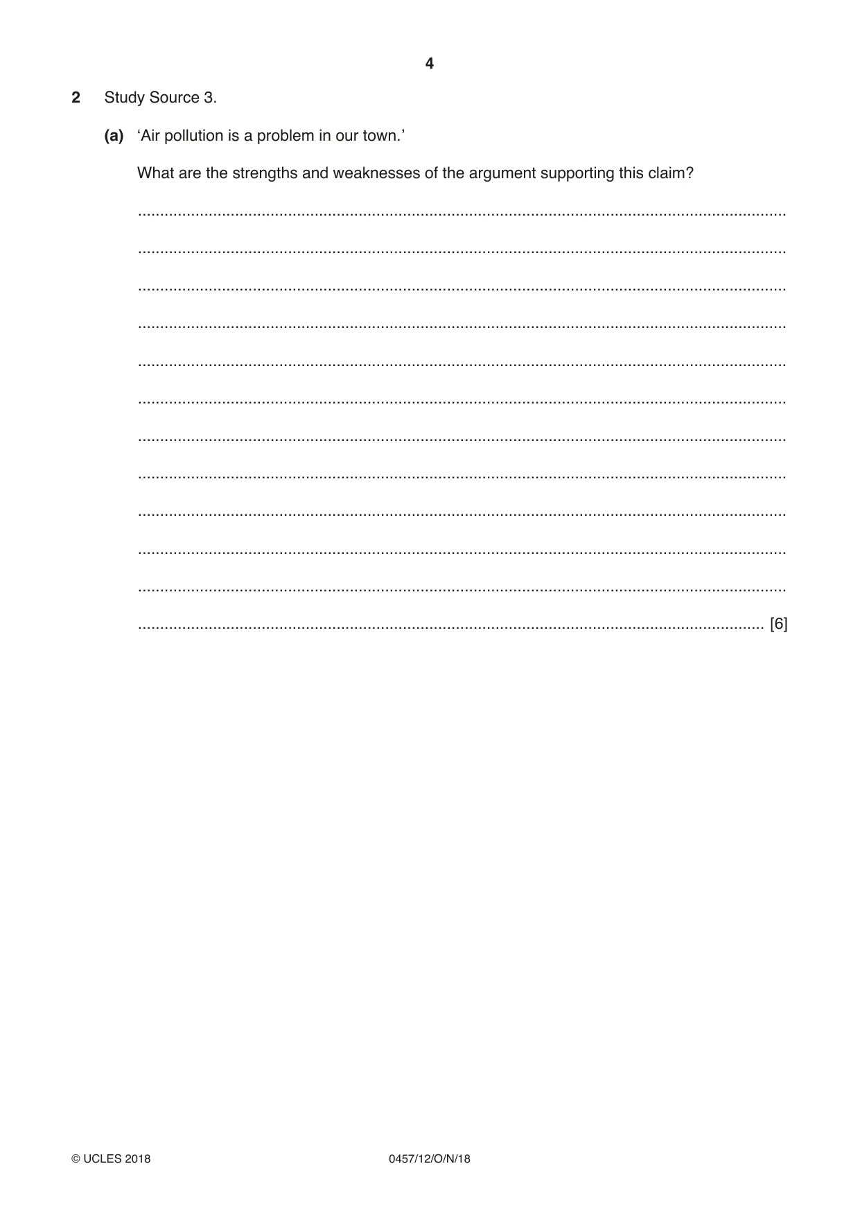 Cambridge IGCSE Global Perspectives 0457 2018 Oct/Nov Paper 1 · Variant 2 question paper, page 4 of 12