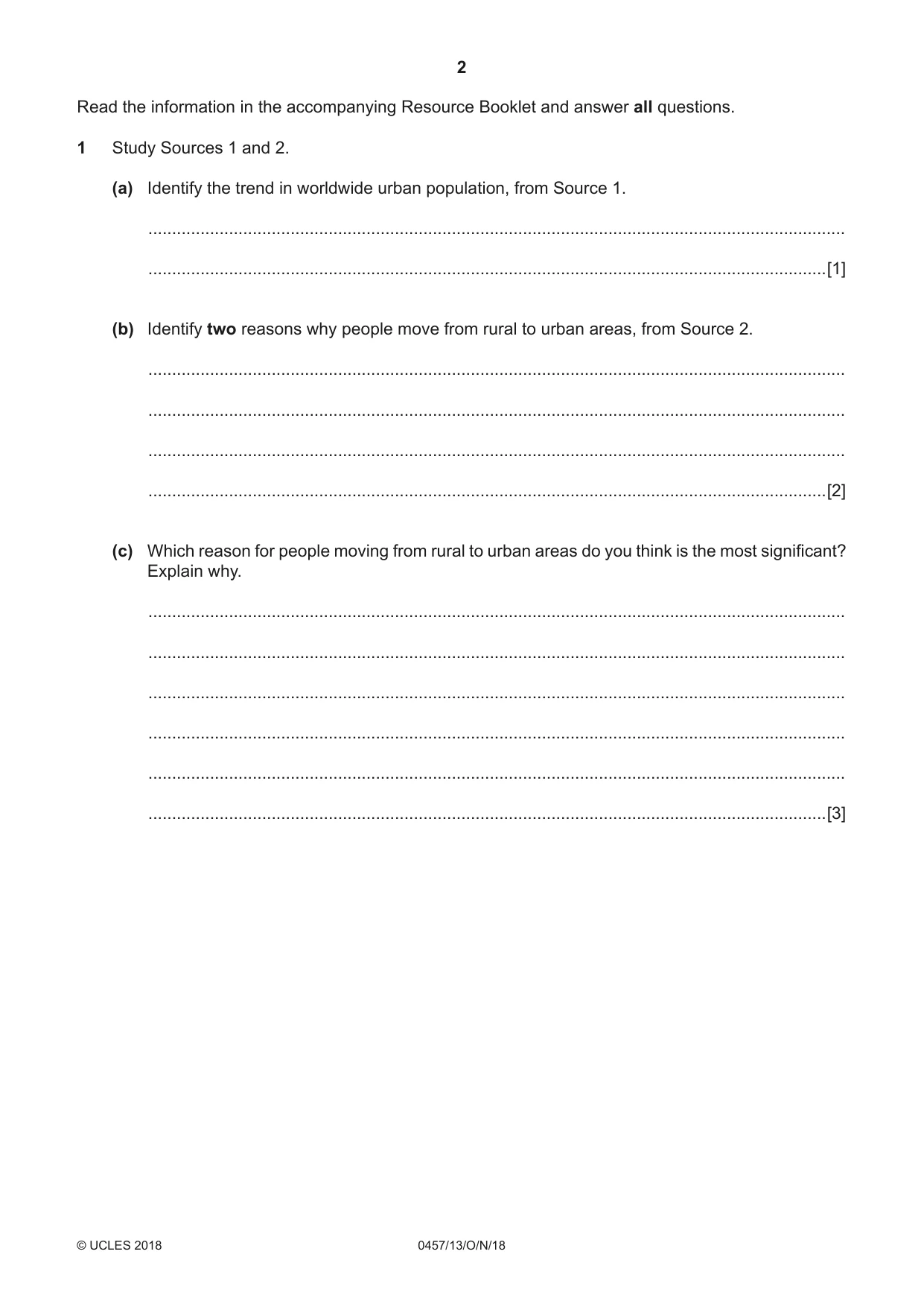 Cambridge IGCSE Global Perspectives 0457 2018 Oct/Nov Paper 1 · Variant 3 question paper, page 2 of 12