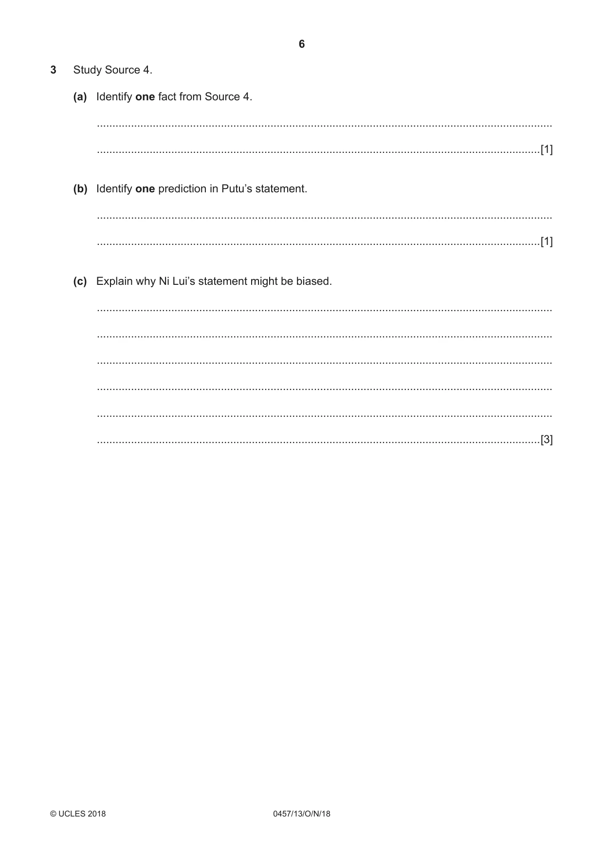 Cambridge IGCSE Global Perspectives 0457 2018 Oct/Nov Paper 1 · Variant 3 question paper, page 6 of 12