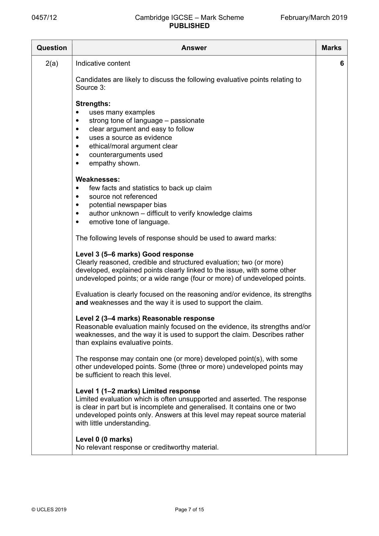 Mark scheme, page 7 of 15