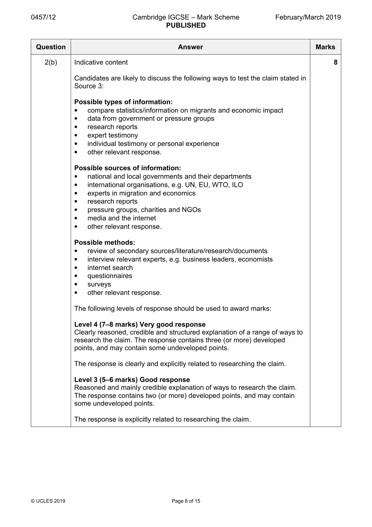 Mark scheme, page 8 of 15