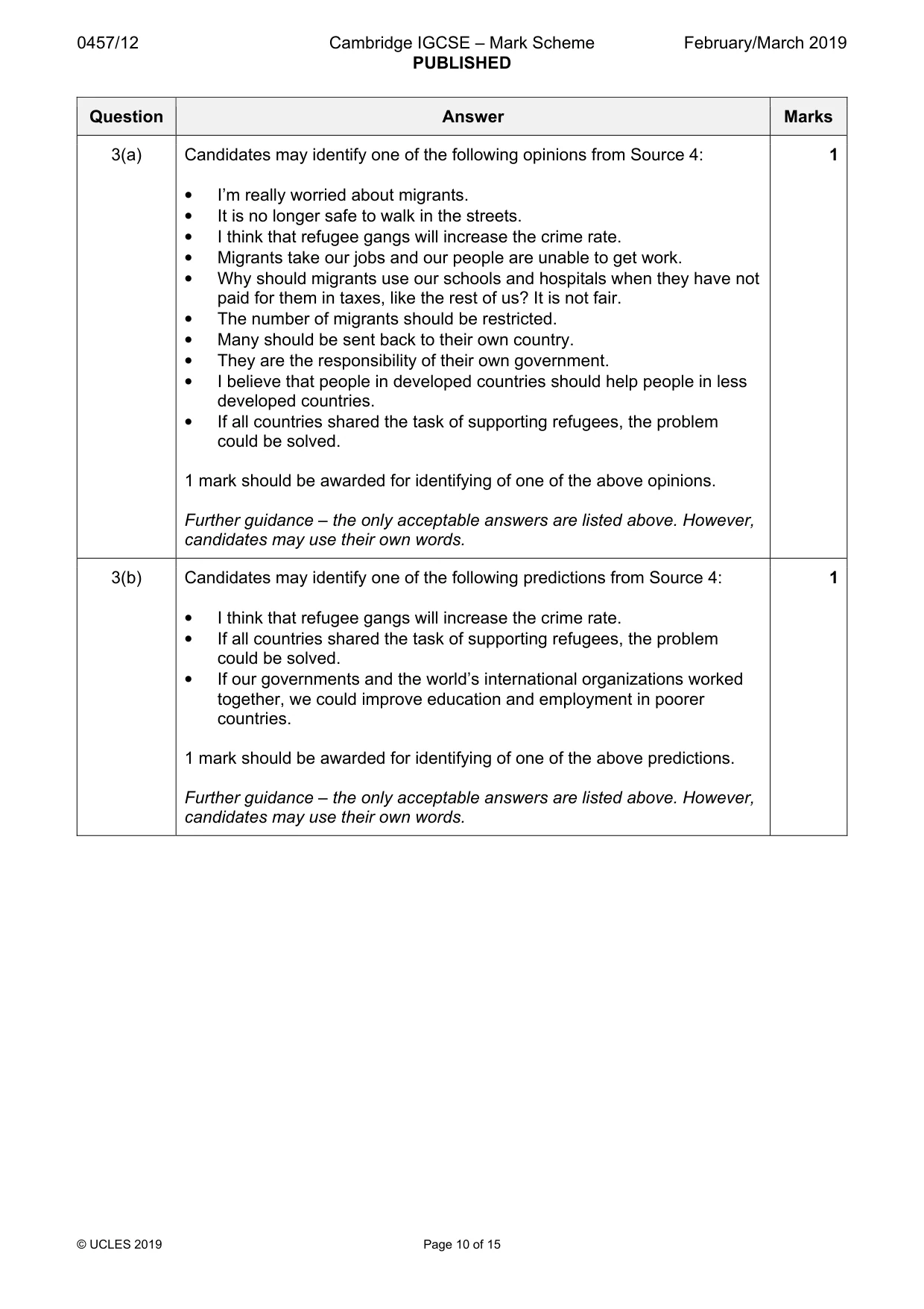 Mark scheme, page 10 of 15