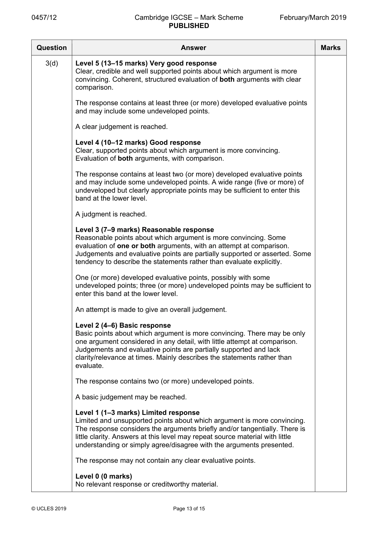 Mark scheme, page 13 of 15