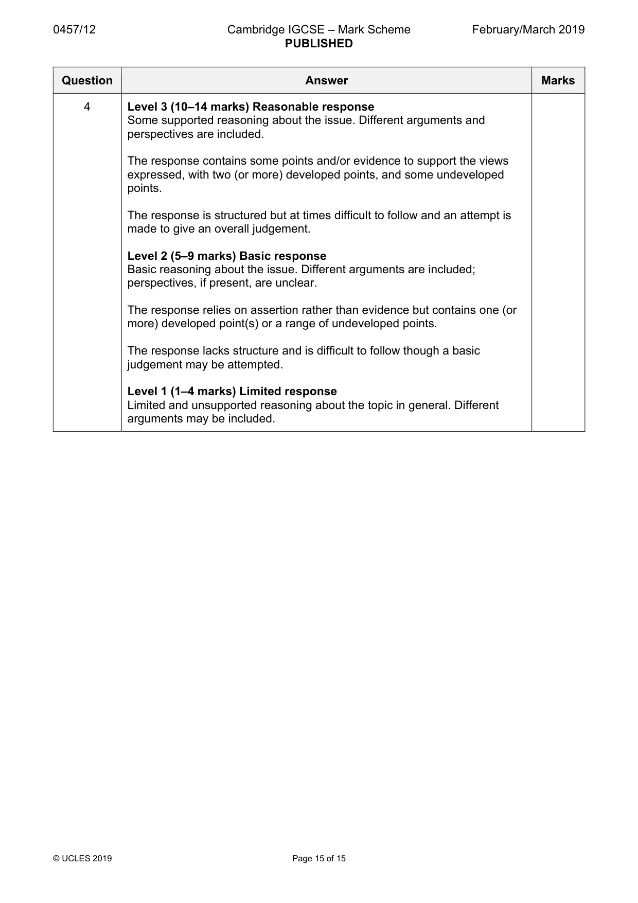 Mark scheme, page 15 of 15
