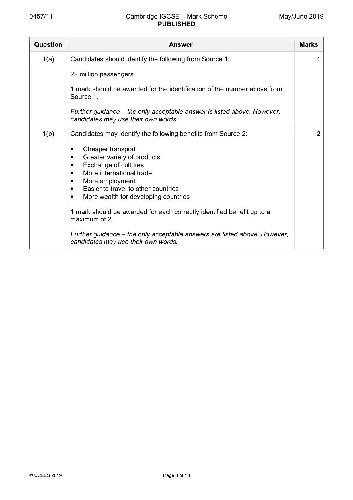 Mark scheme, page 3 of 13