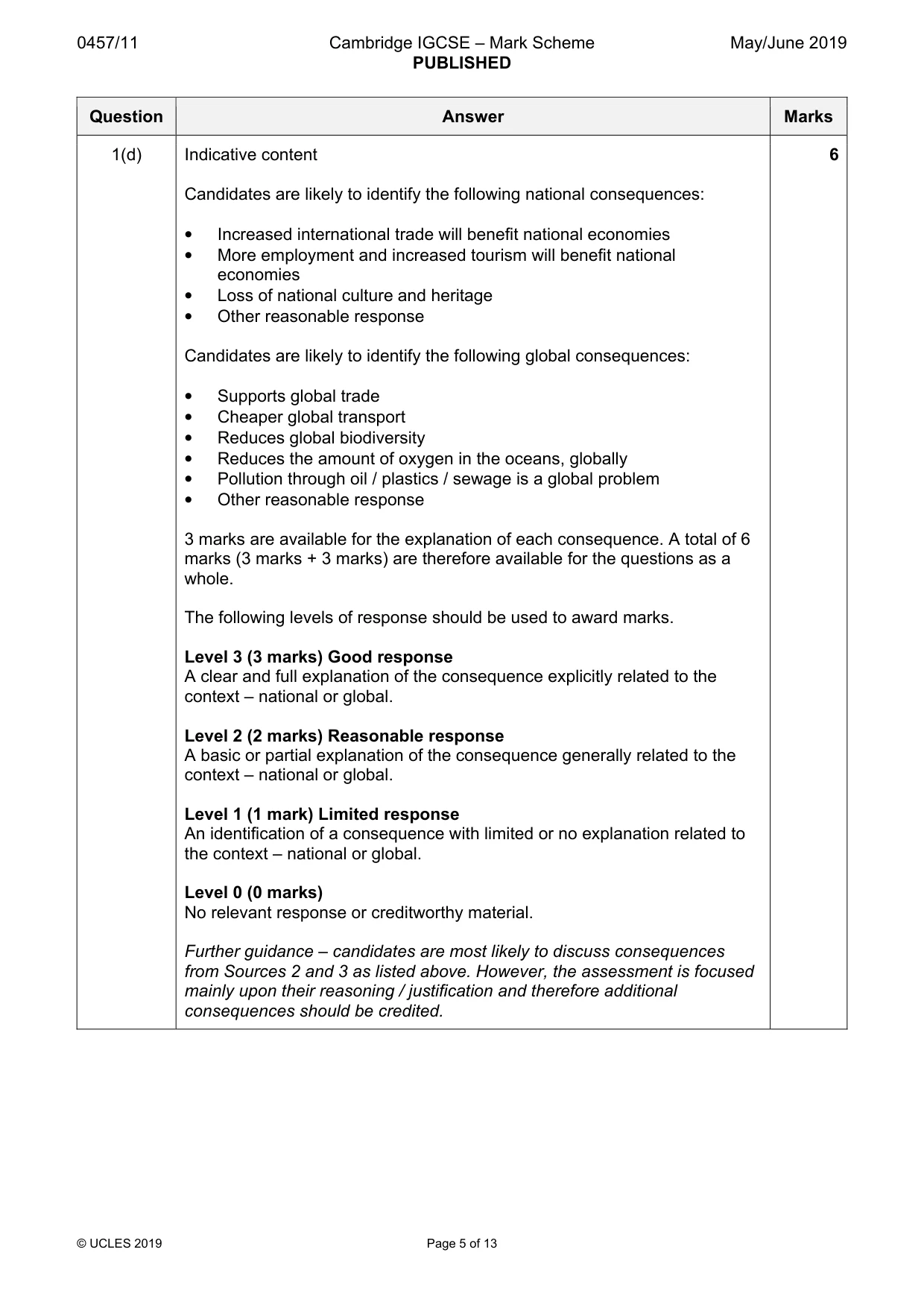 Mark scheme, page 5 of 13