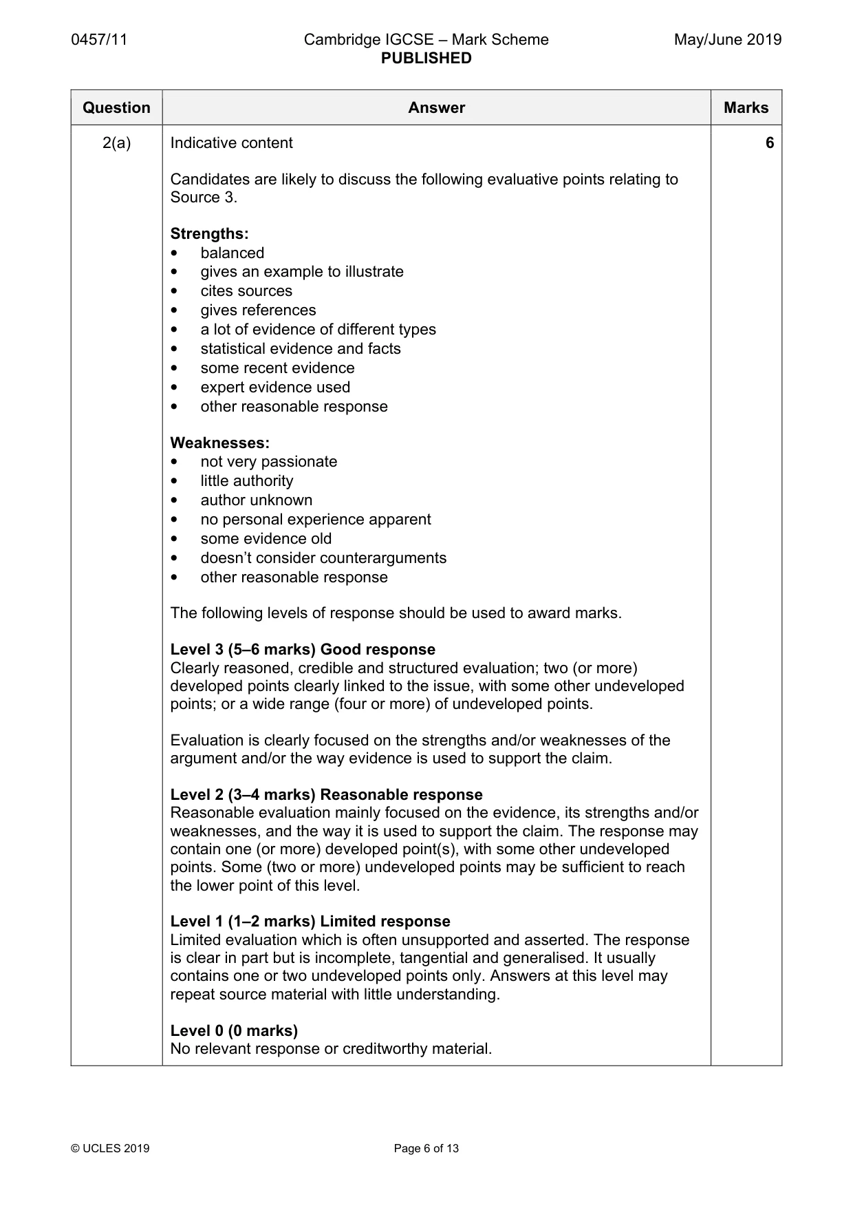 Mark scheme, page 6 of 13