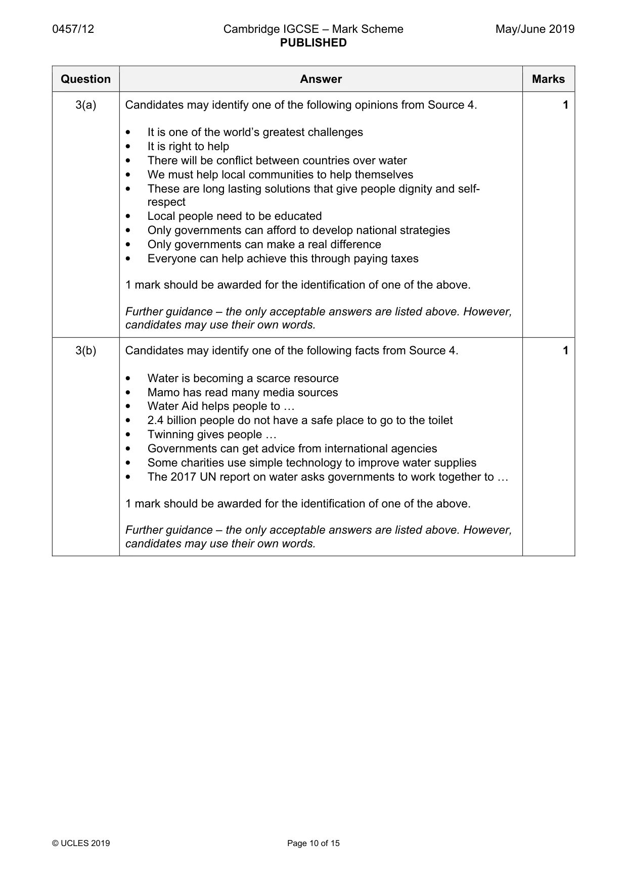 Mark scheme, page 10 of 15