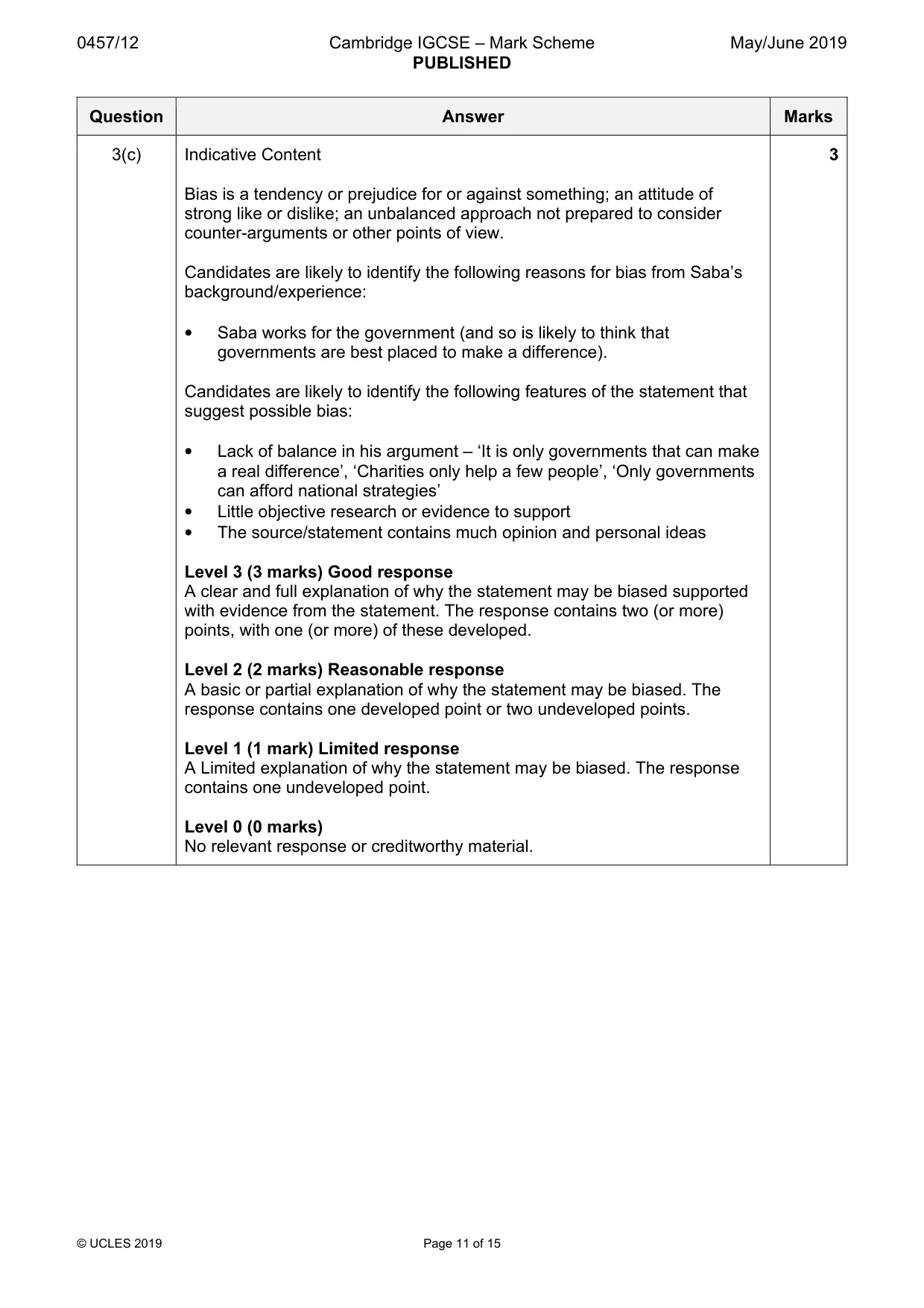 Mark scheme, page 11 of 15