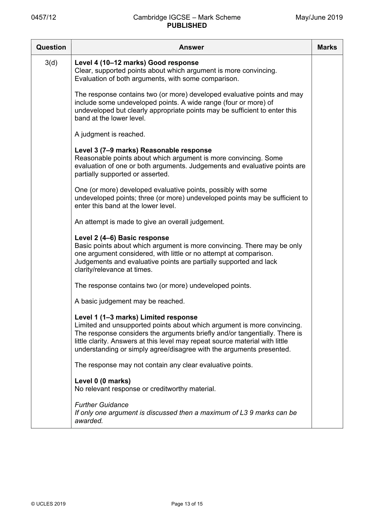 Mark scheme, page 13 of 15