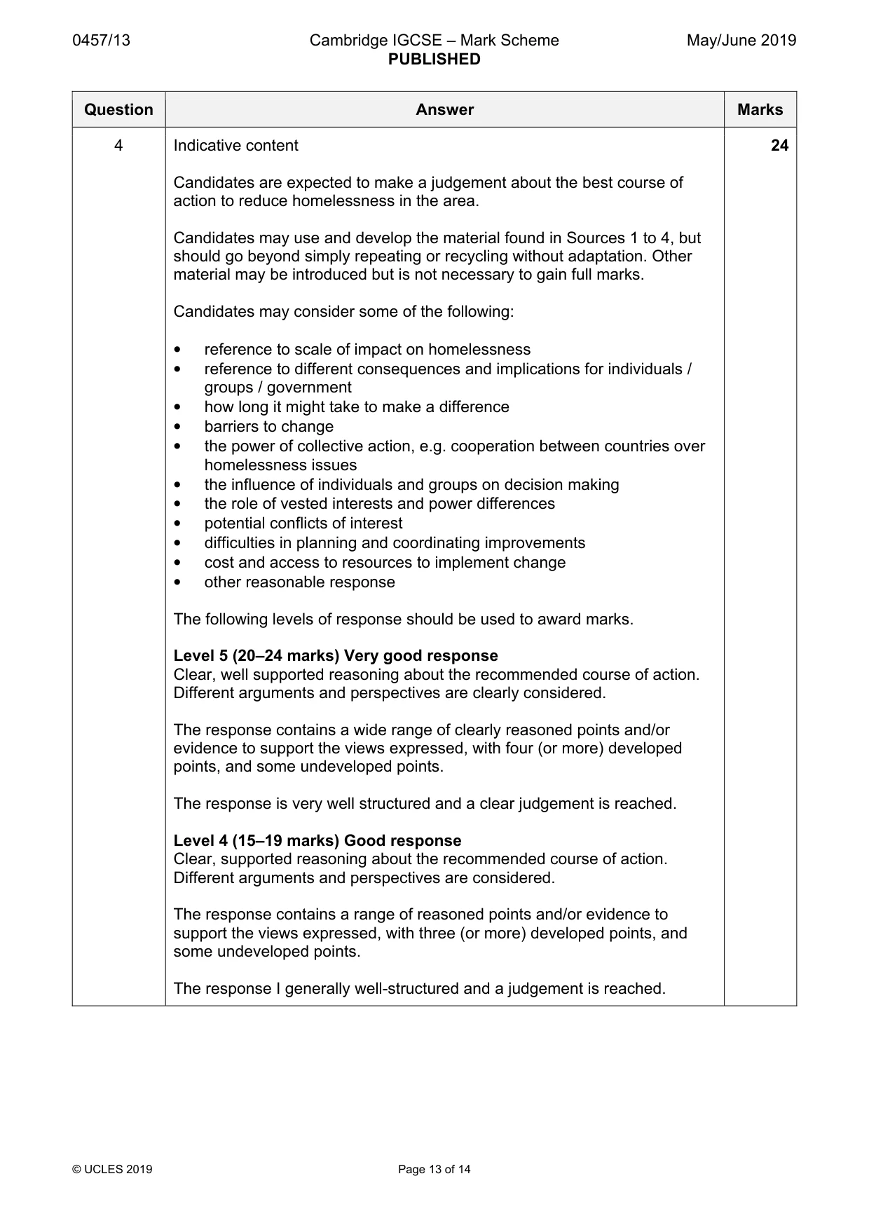 Mark scheme, page 13 of 14