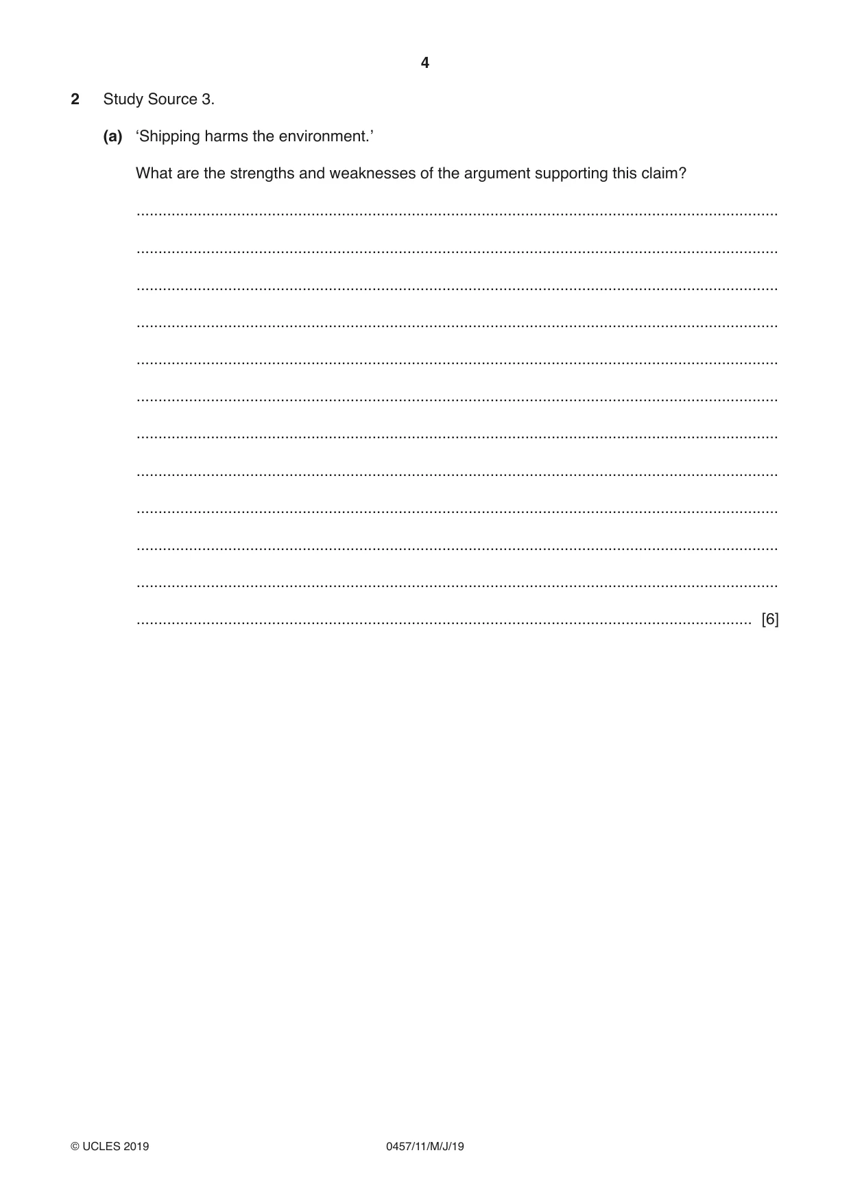 Cambridge IGCSE Global Perspectives 0457 2019 May/June Paper 1 · Variant 1 question paper, page 4 of 12
