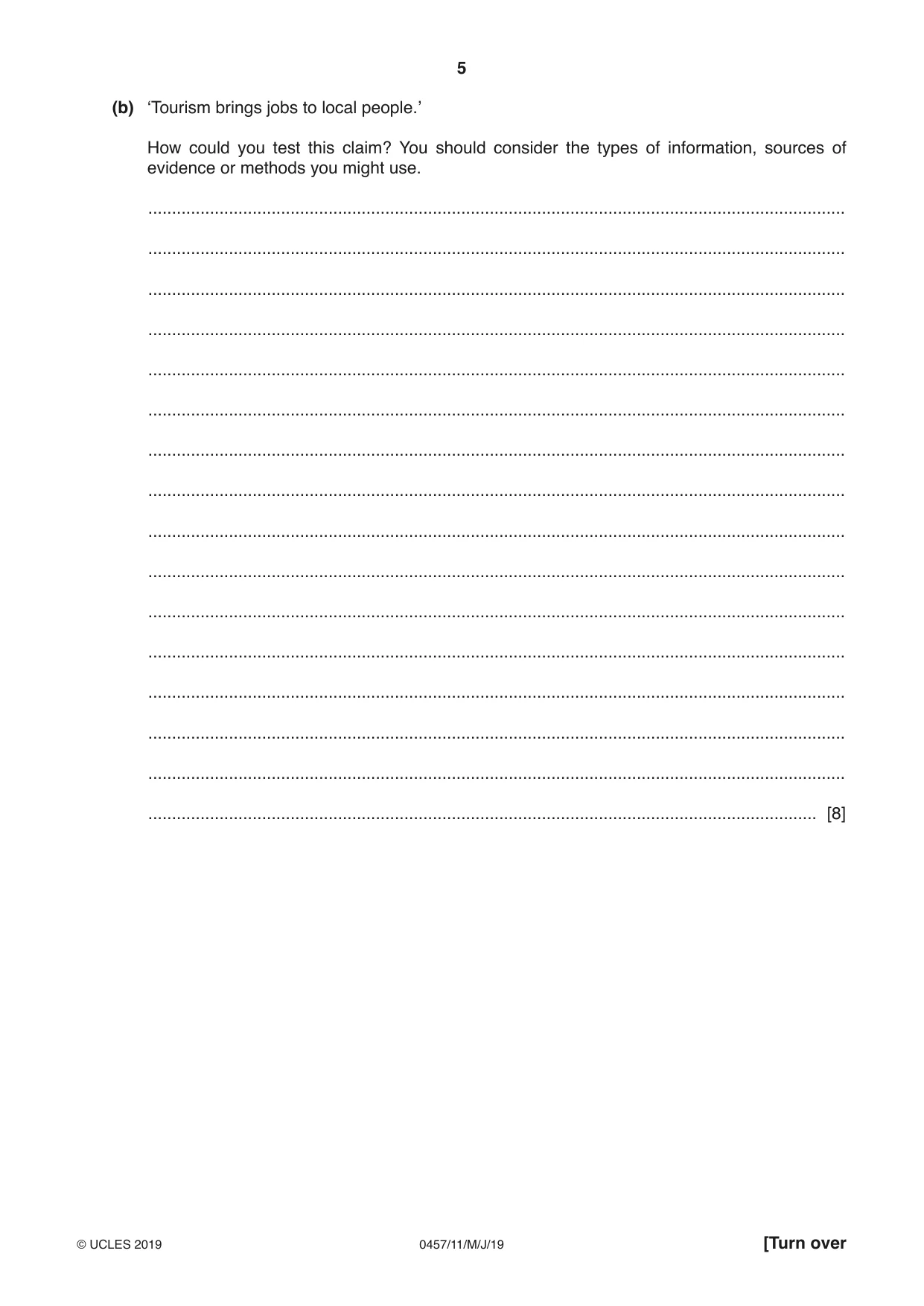 Cambridge IGCSE Global Perspectives 0457 2019 May/June Paper 1 · Variant 1 question paper, page 5 of 12