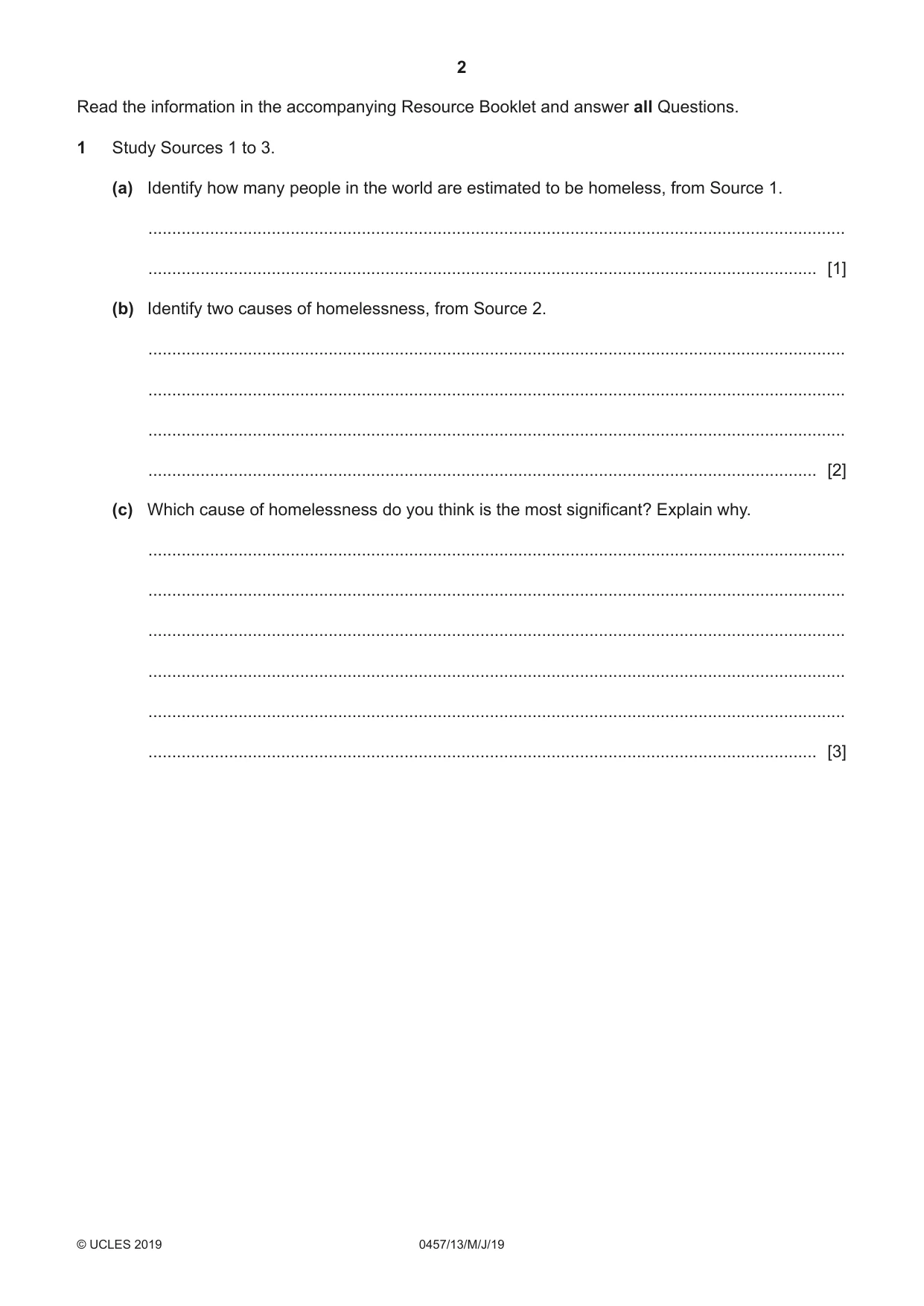 Cambridge IGCSE Global Perspectives 0457 2019 May/June Paper 1 · Variant 3 question paper, page 2 of 12