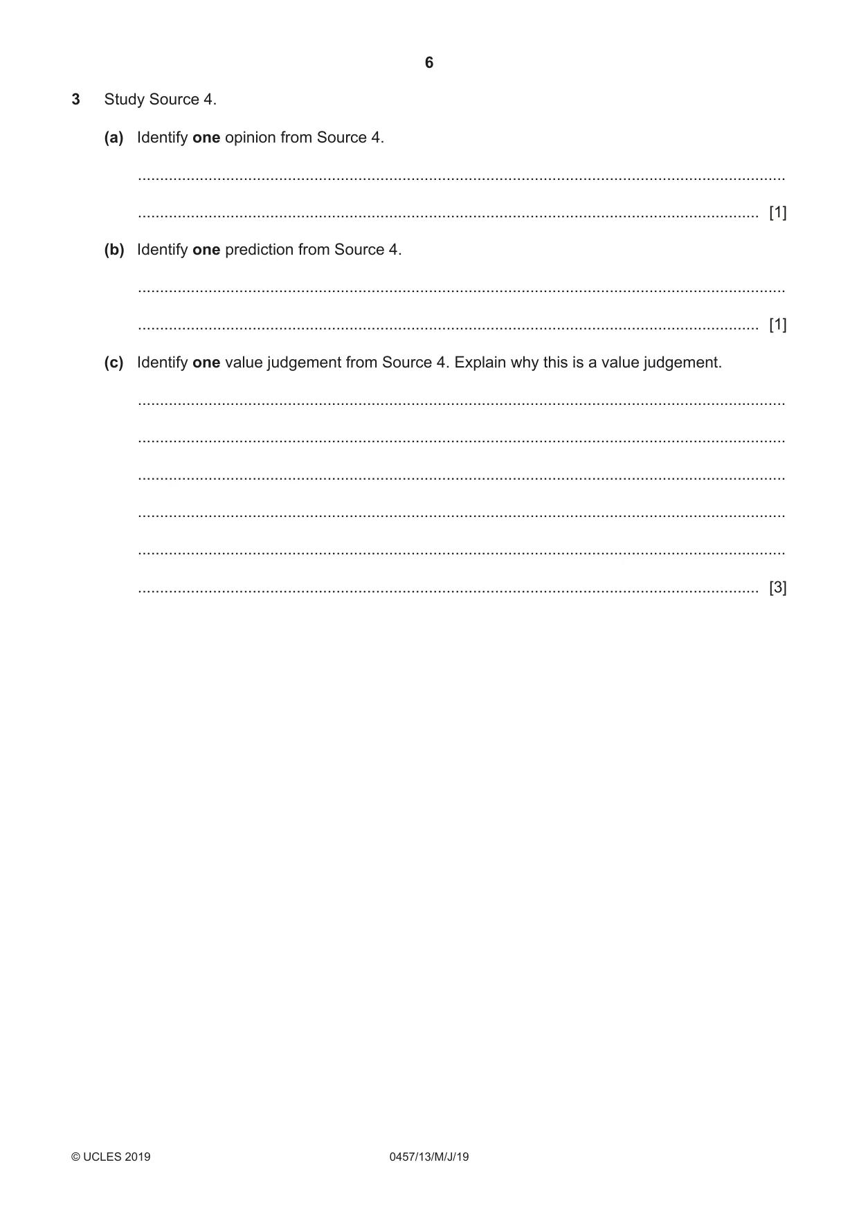 Cambridge IGCSE Global Perspectives 0457 2019 May/June Paper 1 · Variant 3 question paper, page 6 of 12
