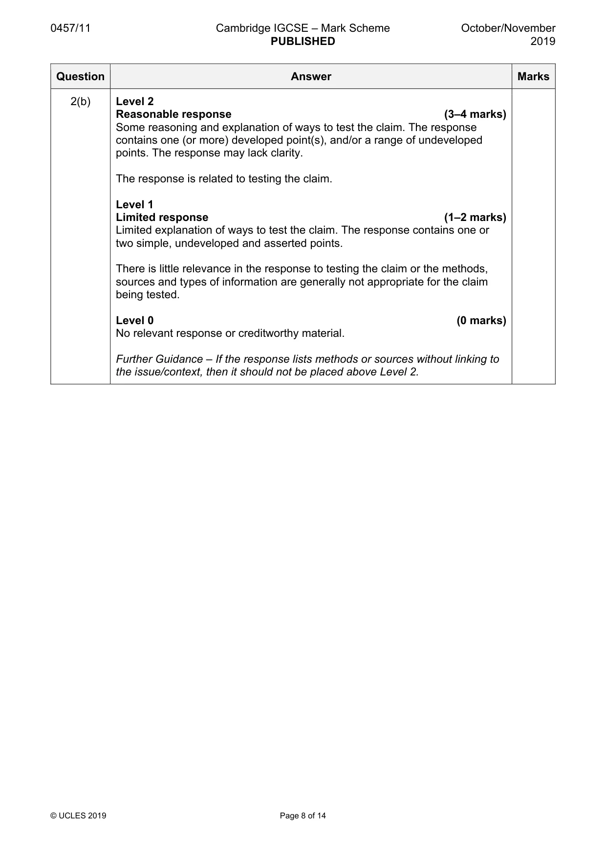 Mark scheme, page 8 of 14