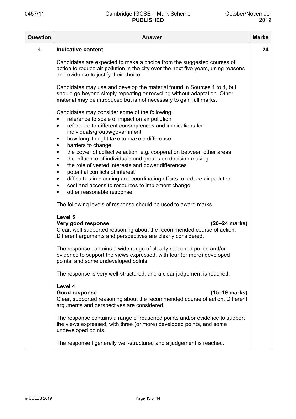 Mark scheme, page 13 of 14